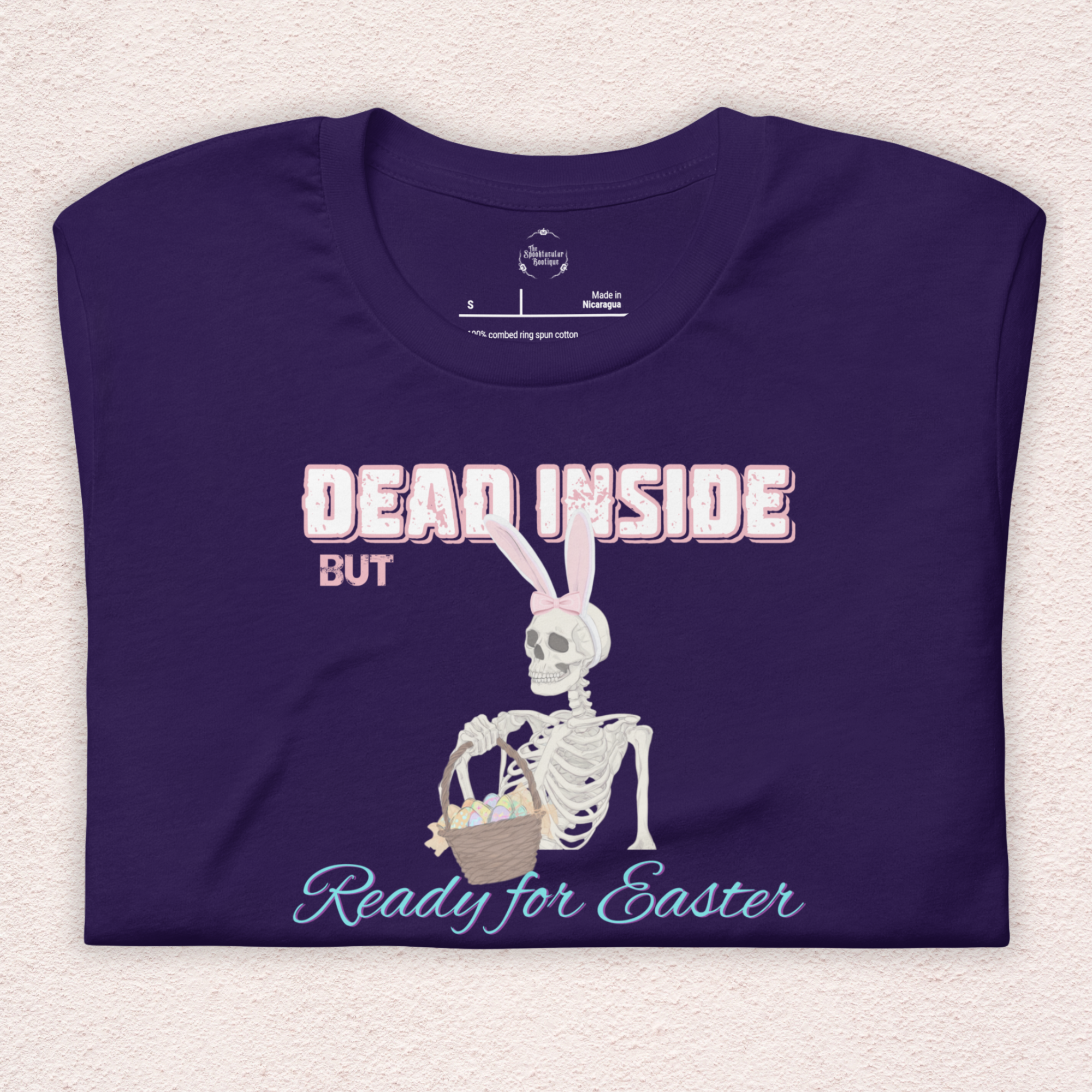 Dead Inside But Ready for Easter Skeleton Bunny Shirt | Funny Easter Skeleton Tee | Spooky Pastel Goth Easter Shirt | Bella+Canvas Unisex Graphic Tee