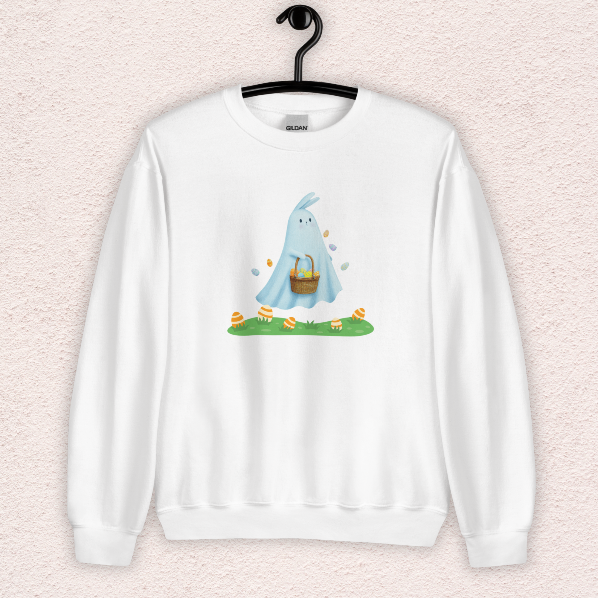Ghost Easter Bunny Sweatshirt | Spooky Easter Bunny Crewneck | Cute Creepy Spring Bunny Sweatshirt | Pastel Goth Easter Graphic