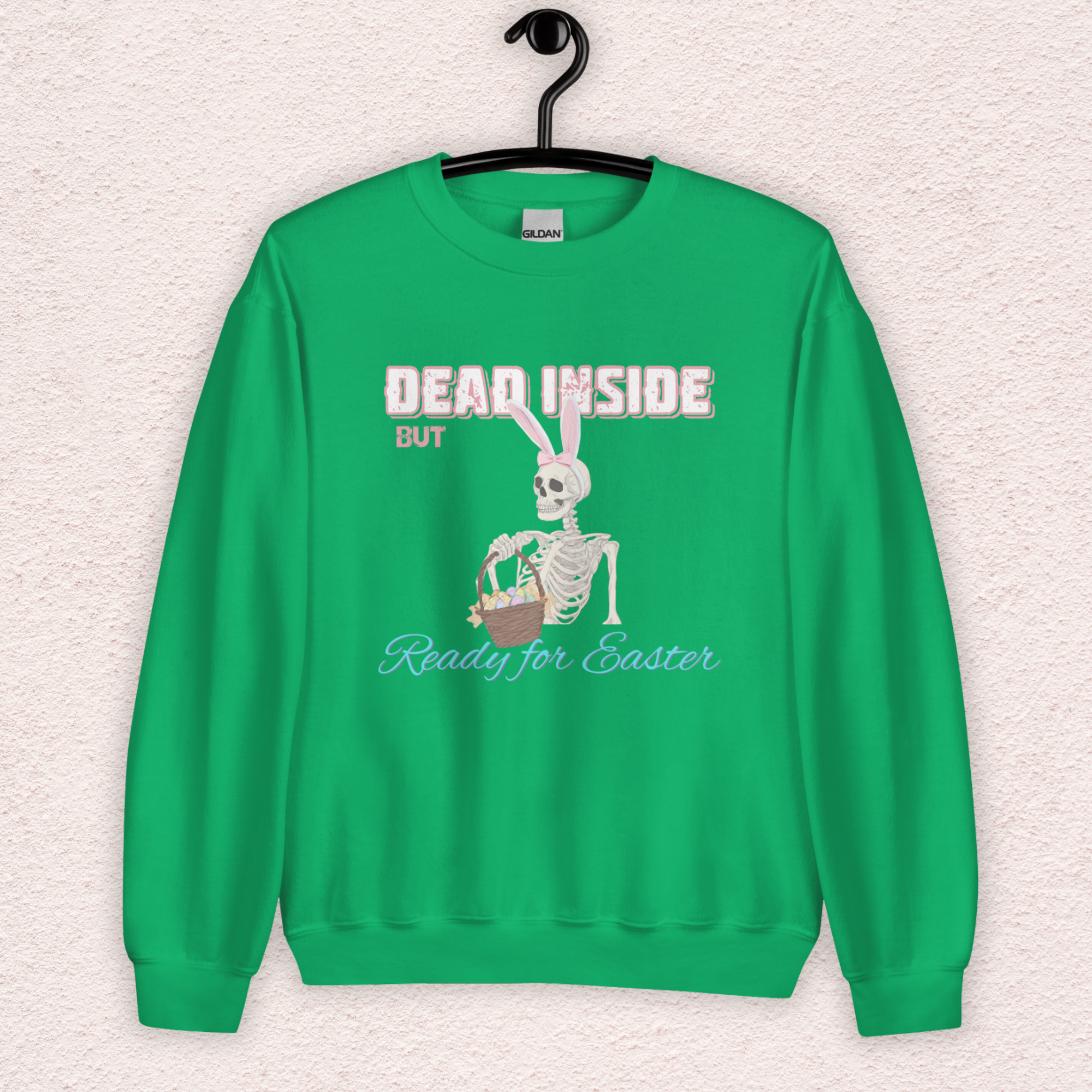 Dead Inside but Ready for Easter Sweatshirt | Funny Skeleton Bunny Crewneck | Spooky Easter Skeleton Sweatshirt | Dark Humor Easter Shirt