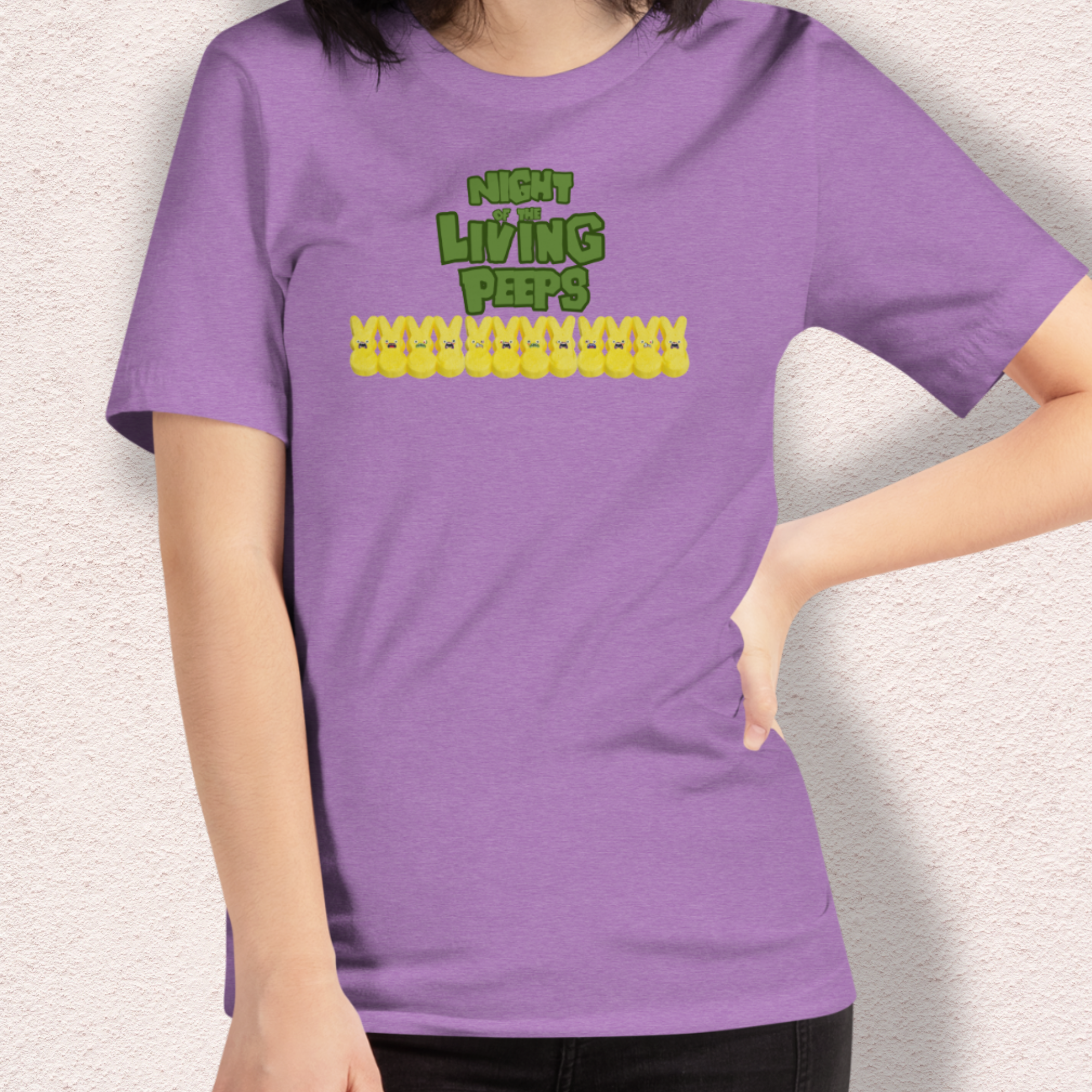 Night of the Living Peeps Easter Tee | Funny Zombie Marshmallow Bunny Shirt | Spooky Easter Candy Graphic | Bella+Canvas Unisex T-Shirt
