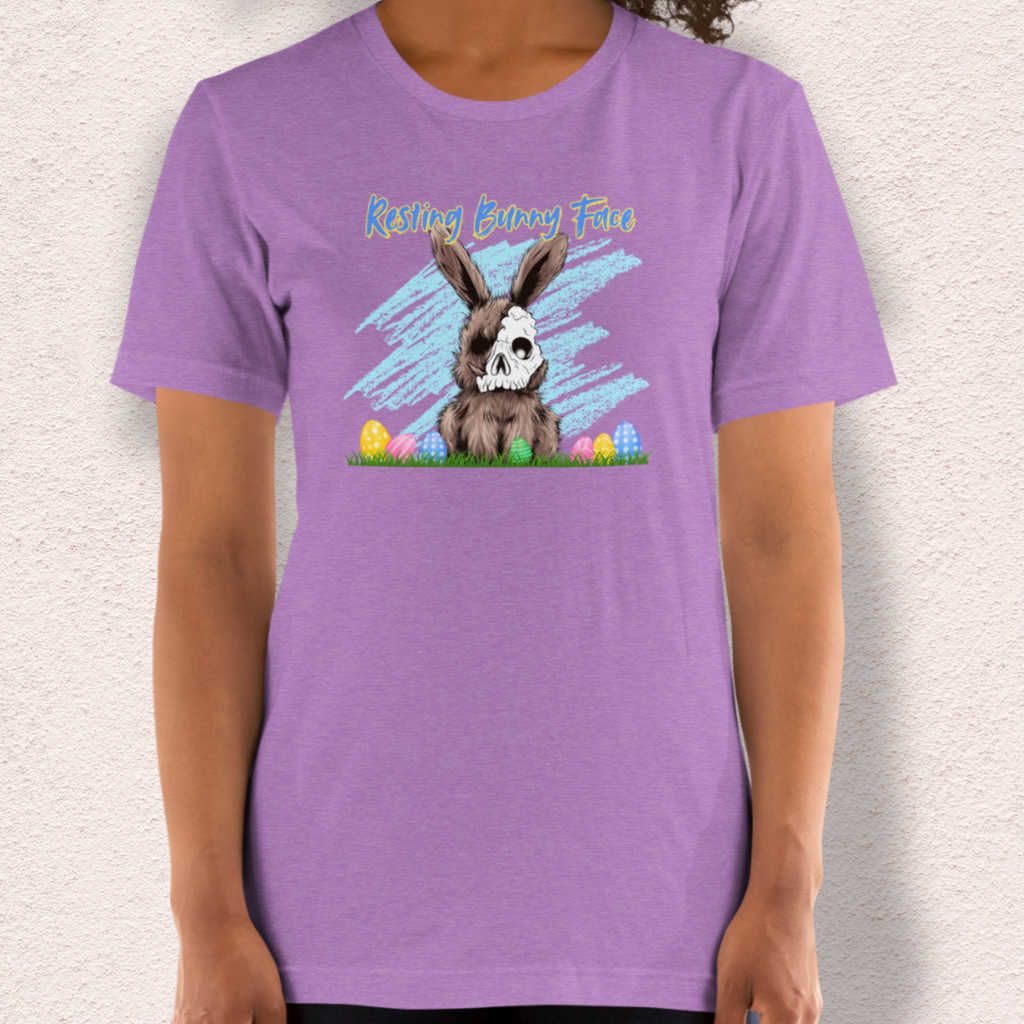 Resting Bunny Face Skeleton Bunny Tee | Funny Dark Humor Easter Shirt | Creepy Easter Bunny Skull Graphic | Bella+Canvas Unisex T-Shirt