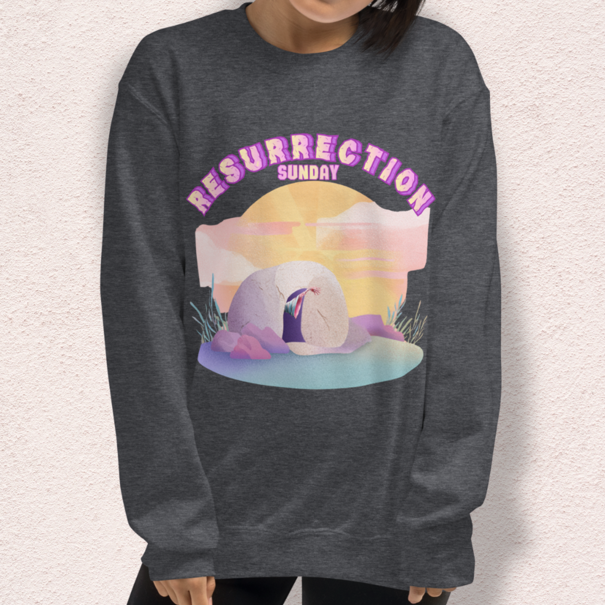 Resurrection Sunday Sweatshirt | Christian Easter Zombie Tomb Graphic | Funny Faith Easter Crewneck | Spooky Resurrection Sweatshirt