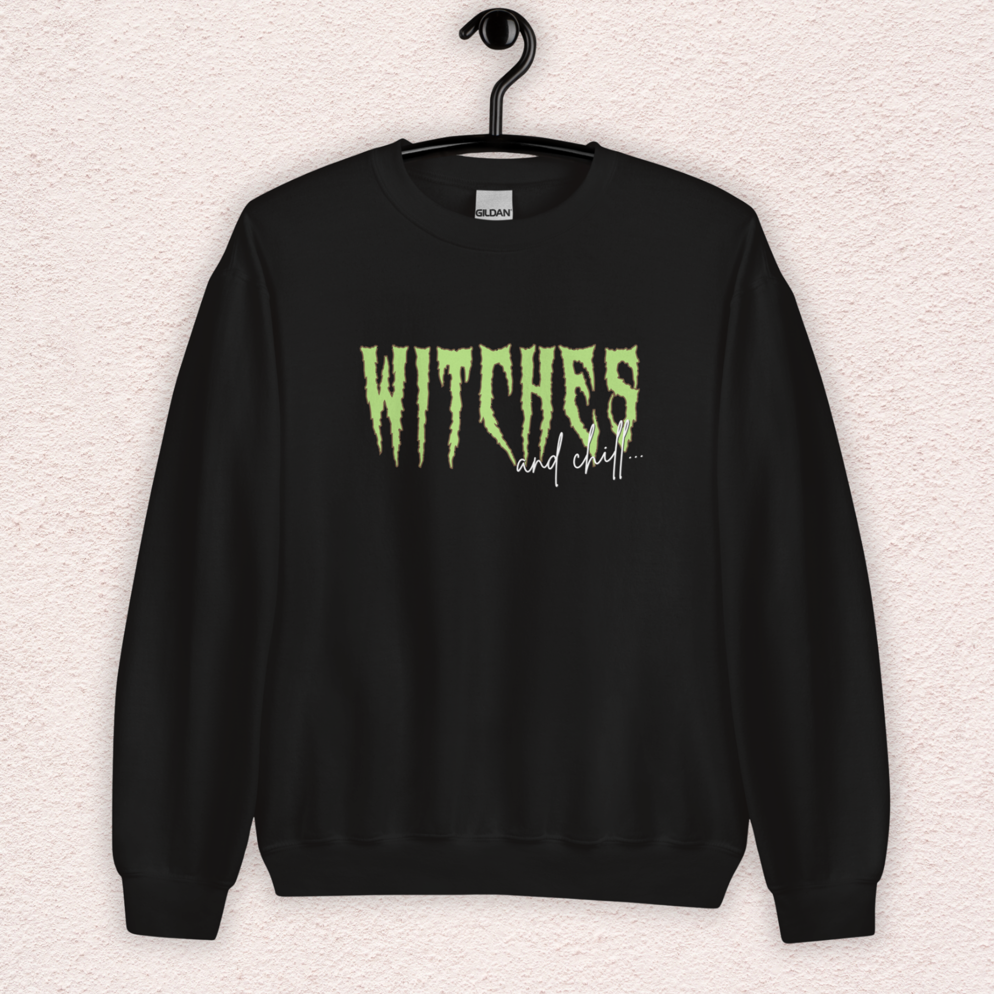 Witches & Chill Sweatshirt | Spooky Witch Aesthetic Crewneck | Gildan Heavy Blend Halloween Sweatshirt