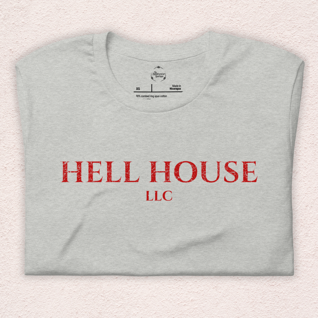 Hell House LLC Tee | Haunted Attraction Horror Shirt | Bella+Canvas Unisex Graphic Tee (Red Basic Font)