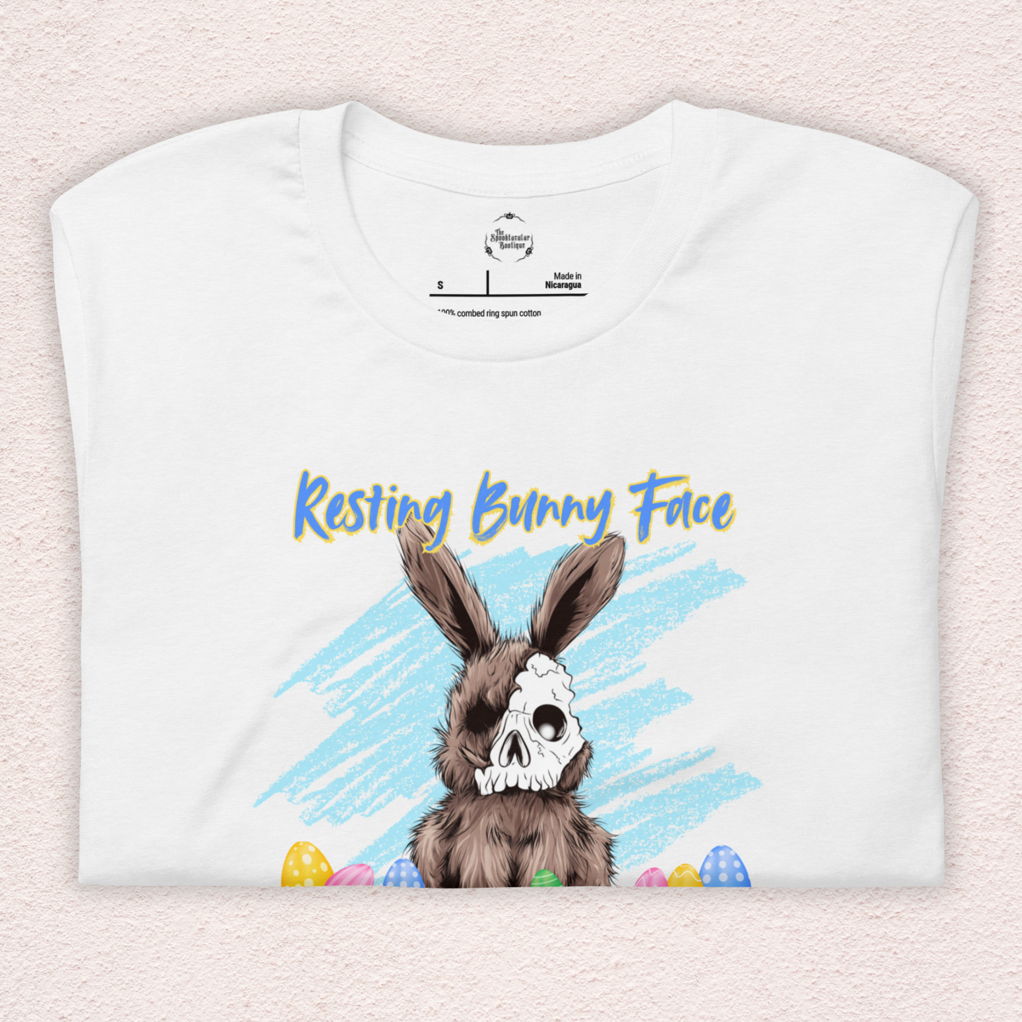 Resting Bunny Face Skeleton Bunny Tee | Funny Dark Humor Easter Shirt | Creepy Easter Bunny Skull Graphic | Bella+Canvas Unisex T-Shirt
