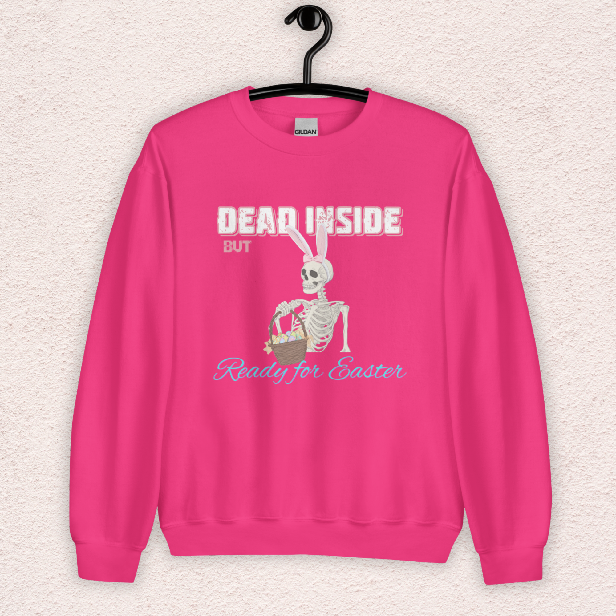 Dead Inside but Ready for Easter Sweatshirt | Funny Skeleton Bunny Crewneck | Spooky Easter Skeleton Sweatshirt | Dark Humor Easter Shirt