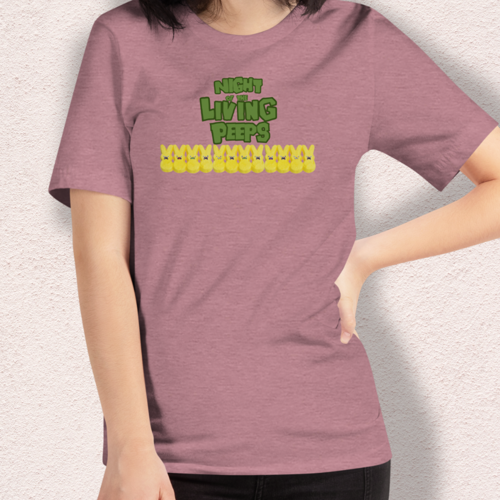 Night of the Living Peeps Easter Tee | Funny Zombie Marshmallow Bunny Shirt | Spooky Easter Candy Graphic | Bella+Canvas Unisex T-Shirt