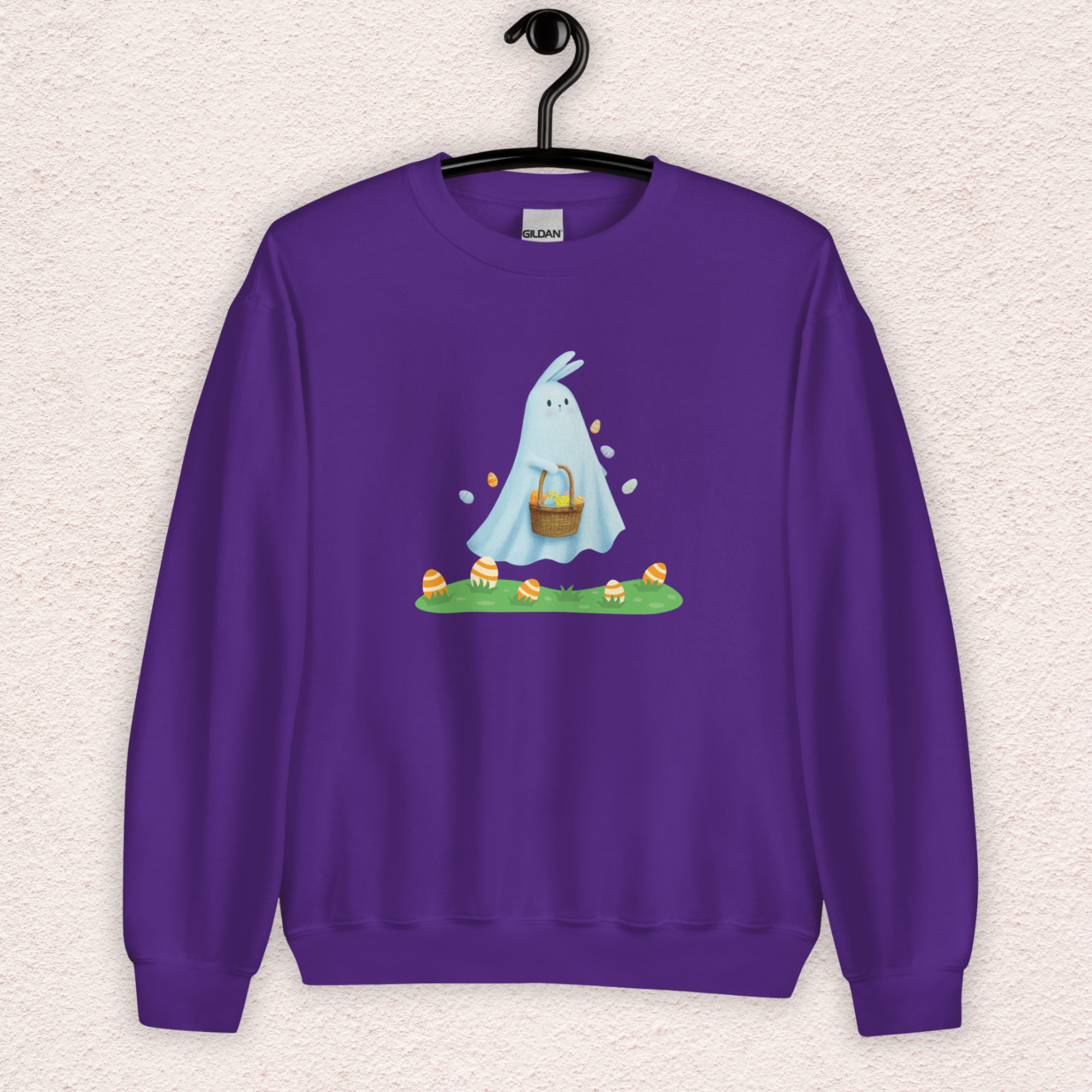 Ghost Easter Bunny Sweatshirt | Spooky Easter Bunny Crewneck | Cute Creepy Spring Bunny Sweatshirt | Pastel Goth Easter Graphic
