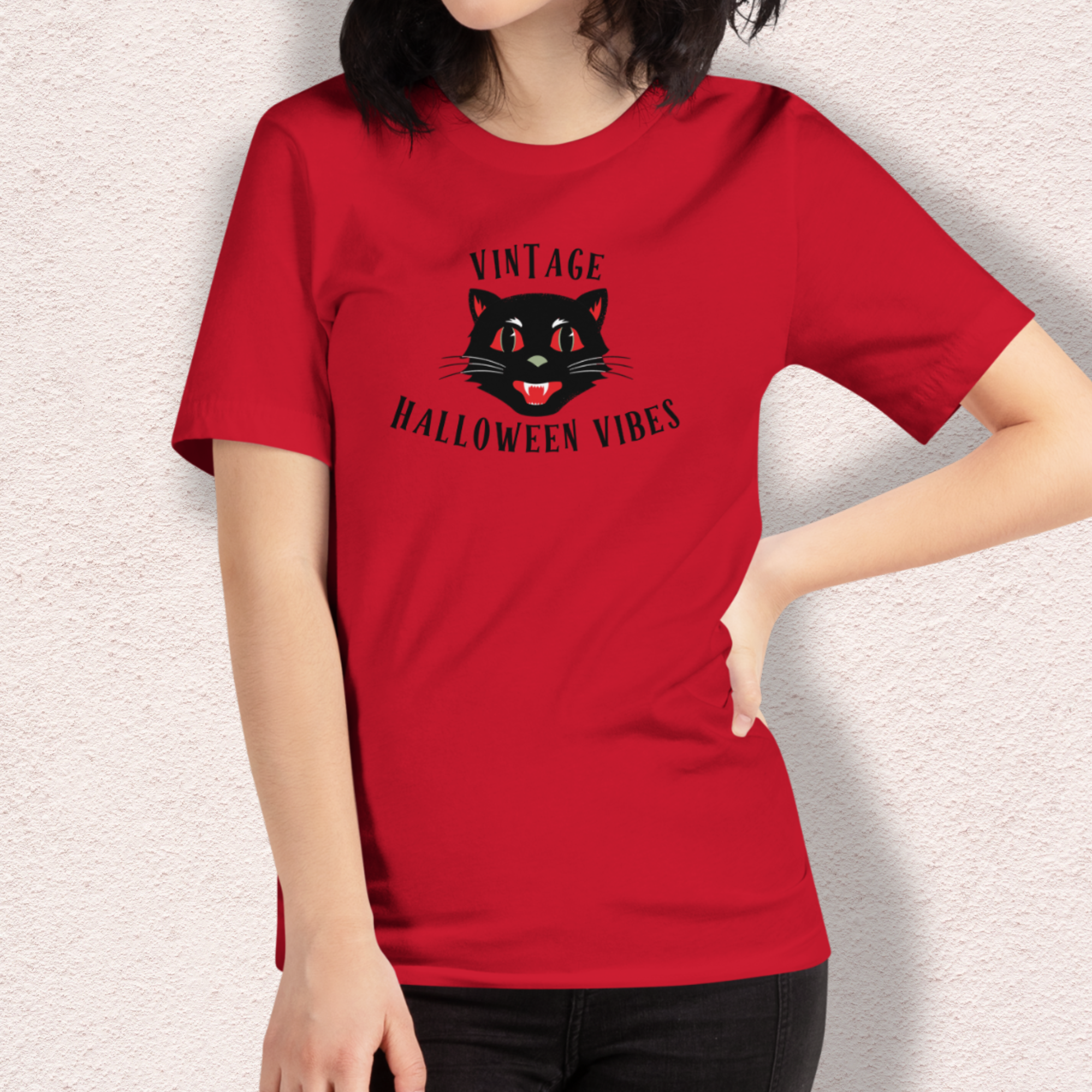 Vintage Halloween Vibes Tee | Unisex Retro Halloween Cat Graphic Shirt