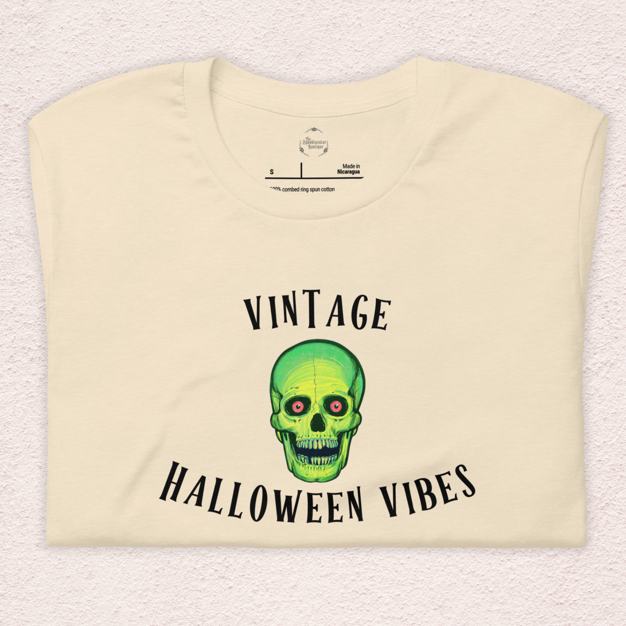 Vintage Halloween Vibes Tee | Unisex Retro Green Skull Graphic Shirt