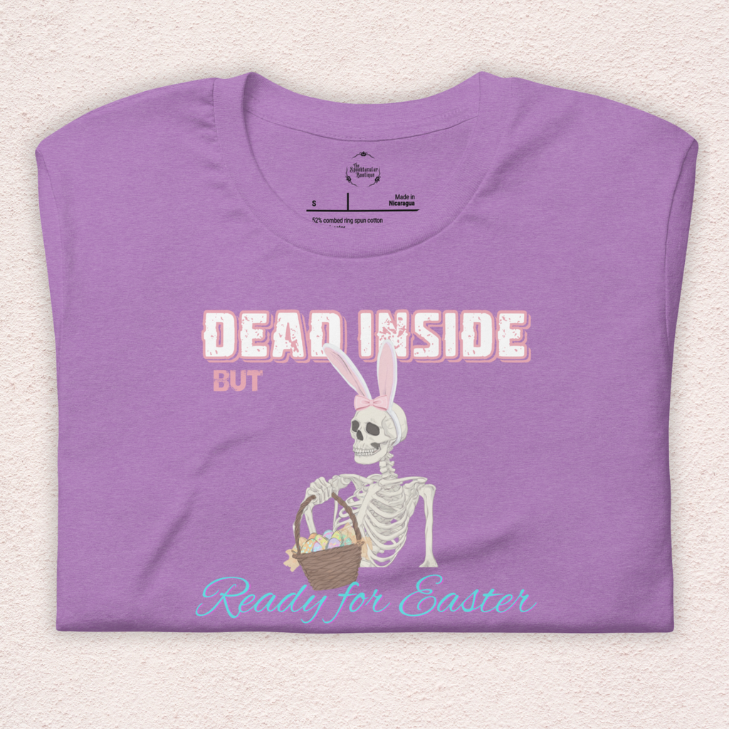 Dead Inside But Ready for Easter Skeleton Bunny Shirt | Funny Easter Skeleton Tee | Spooky Pastel Goth Easter Shirt | Bella+Canvas Unisex Graphic Tee