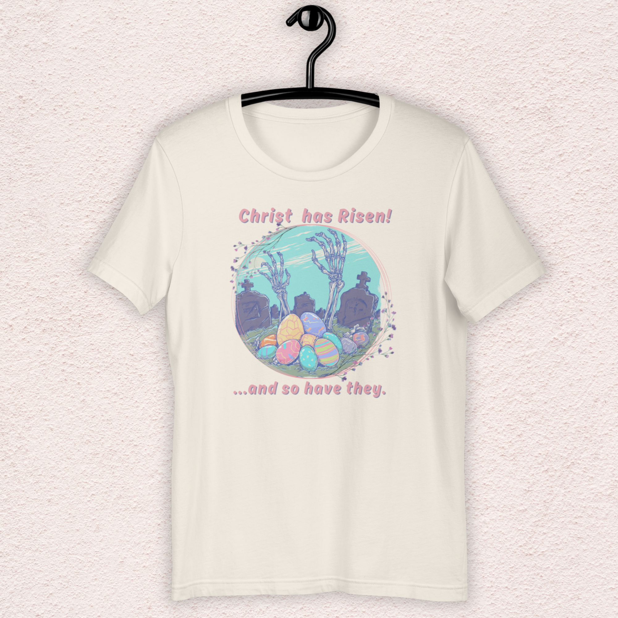 Christ Has Risen… and So Have They T-Shirt | Funny Horror Easter Tee | Skeleton Grave Easter Graphic | Bella+Canvas Unisex Shirt