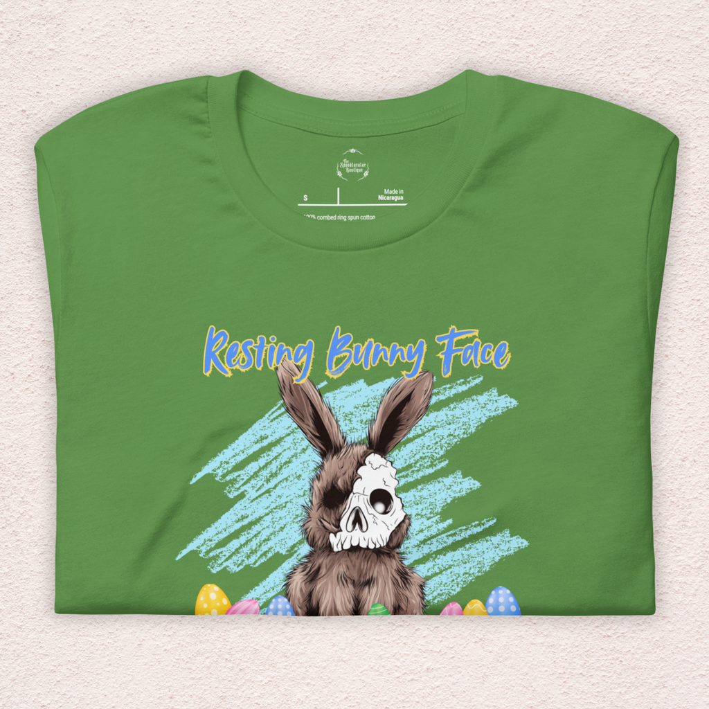 Resting Bunny Face Skeleton Bunny Tee | Funny Dark Humor Easter Shirt | Creepy Easter Bunny Skull Graphic | Bella+Canvas Unisex T-Shirt