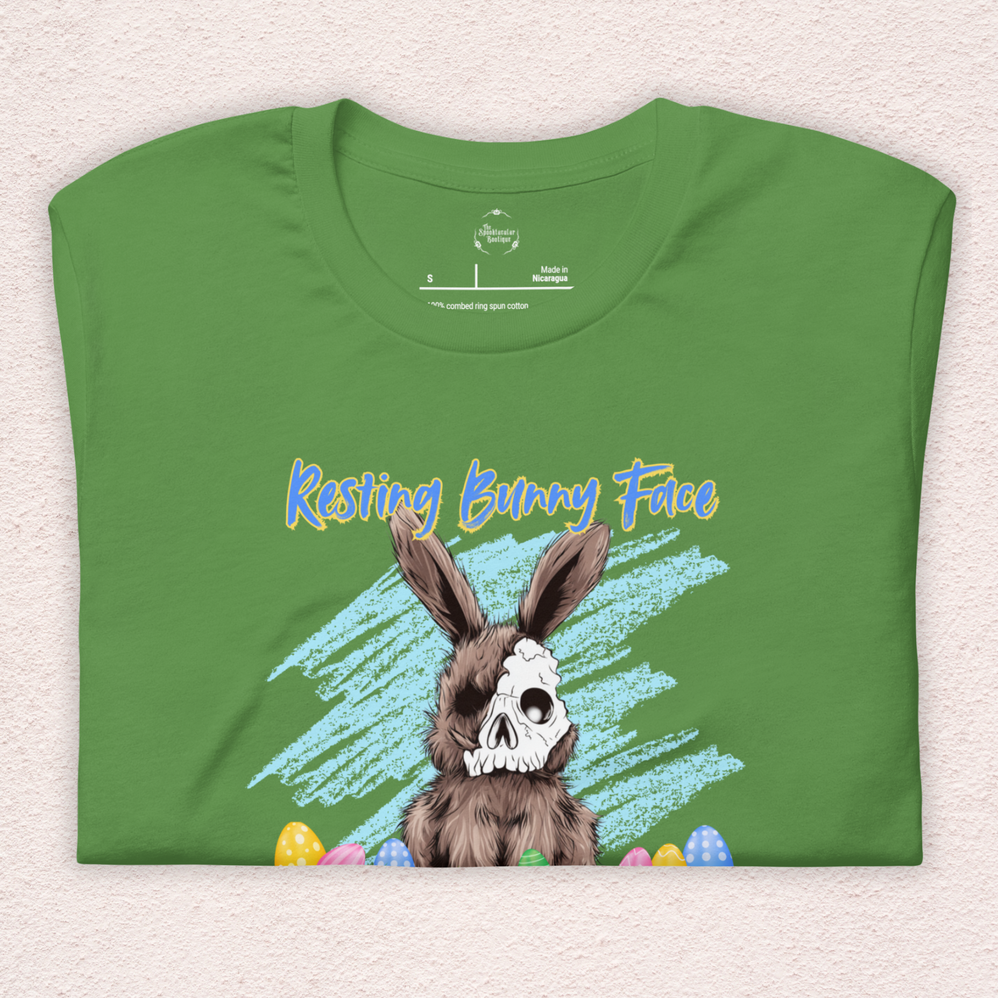 Resting Bunny Face Skeleton Bunny Tee | Funny Dark Humor Easter Shirt | Creepy Easter Bunny Skull Graphic | Bella+Canvas Unisex T-Shirt