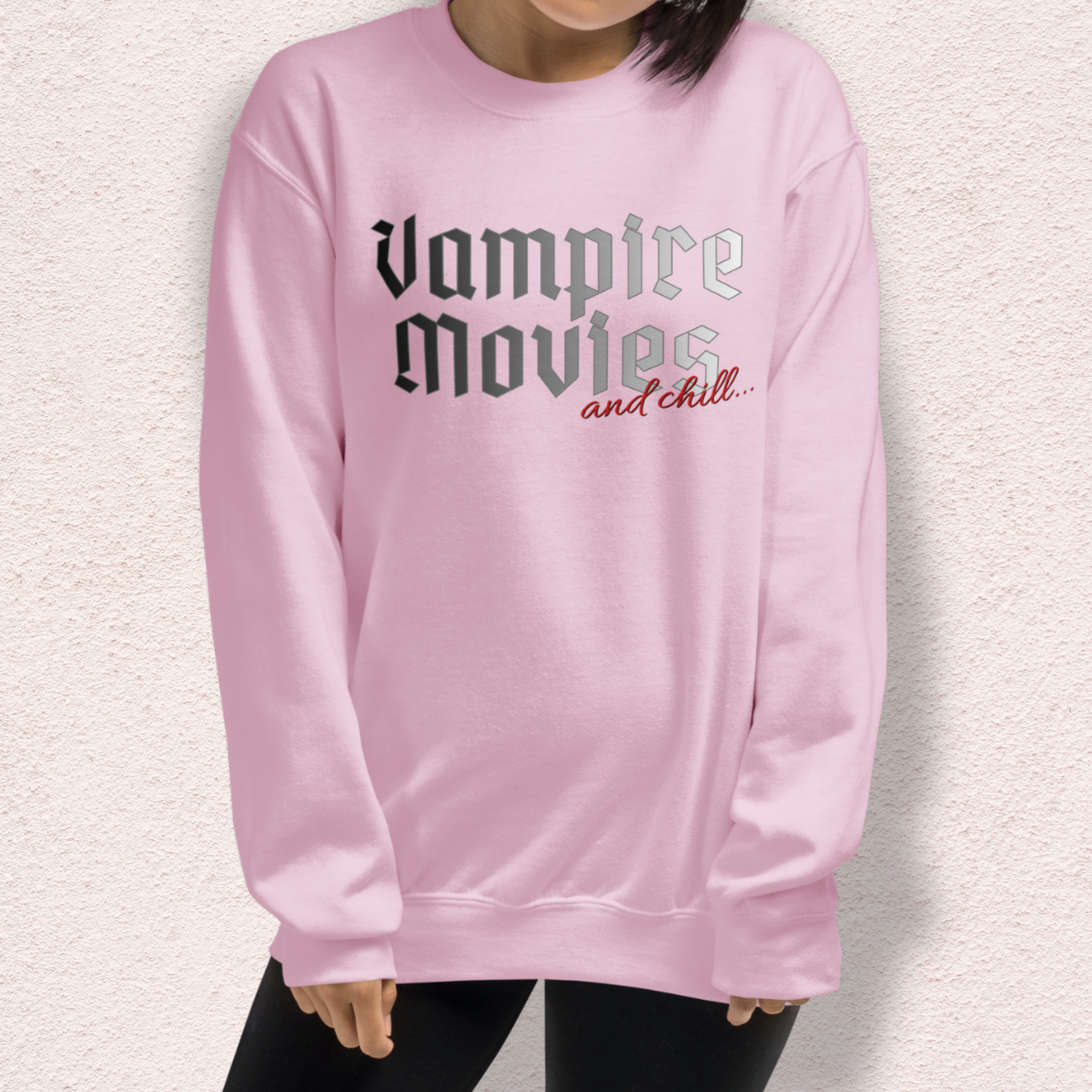 Vampire Movies & Chill Crewneck Sweatshirt | Cozy Gothic Romance Loungewear
