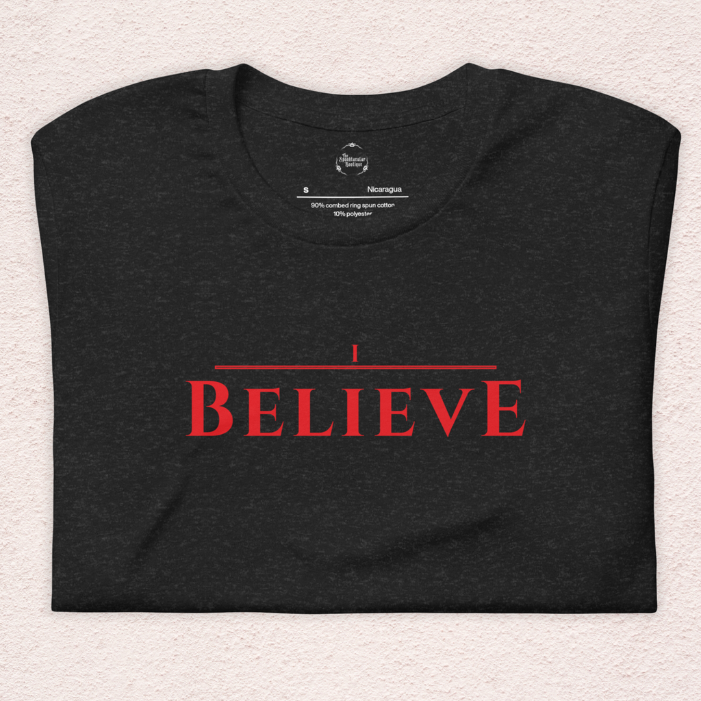 “I Believe” Upside Down Girl Survival Tee | Retro 80s Sci-Fi Inspired Graphic T-Shirt