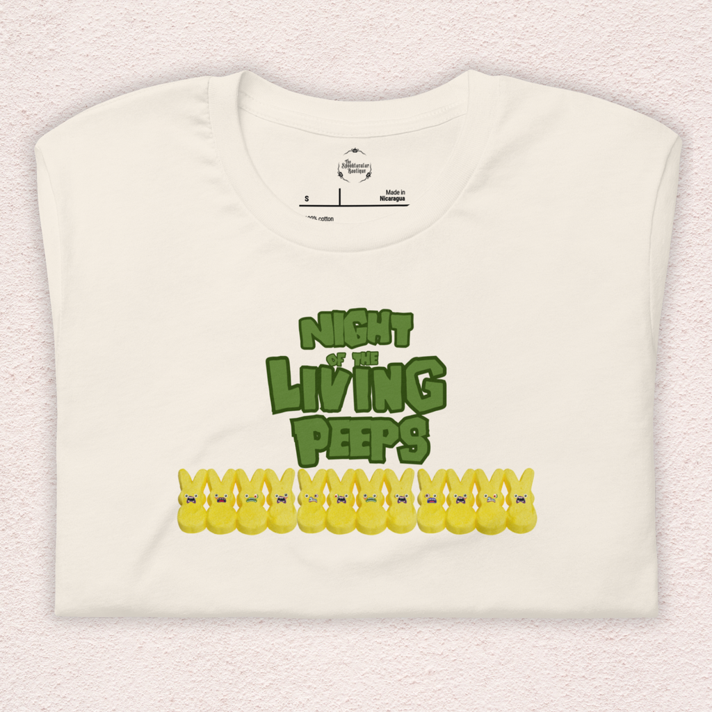 Night of the Living Peeps Easter Tee | Funny Zombie Marshmallow Bunny Shirt | Spooky Easter Candy Graphic | Bella+Canvas Unisex T-Shirt