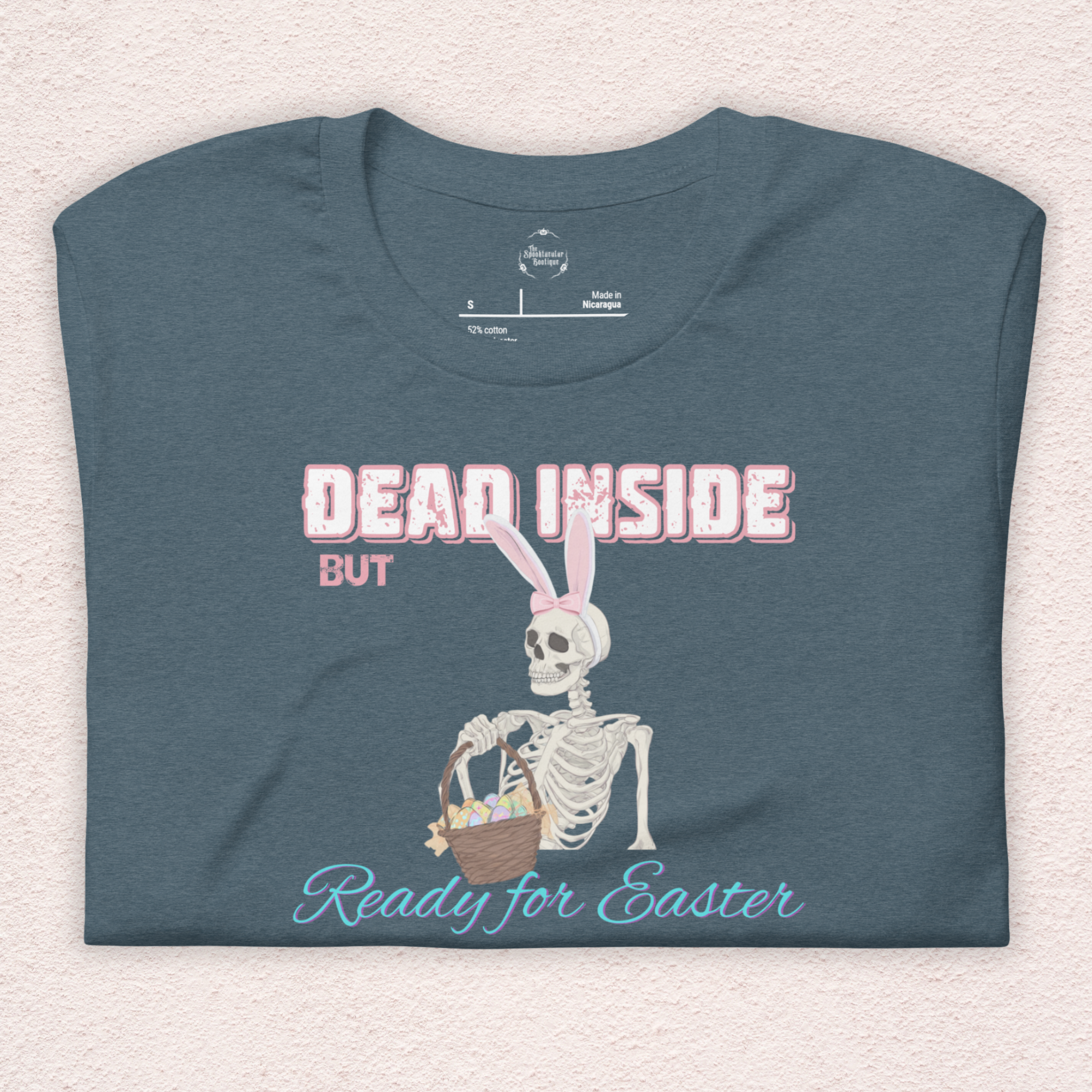 Dead Inside But Ready for Easter Skeleton Bunny Shirt | Funny Easter Skeleton Tee | Spooky Pastel Goth Easter Shirt | Bella+Canvas Unisex Graphic Tee