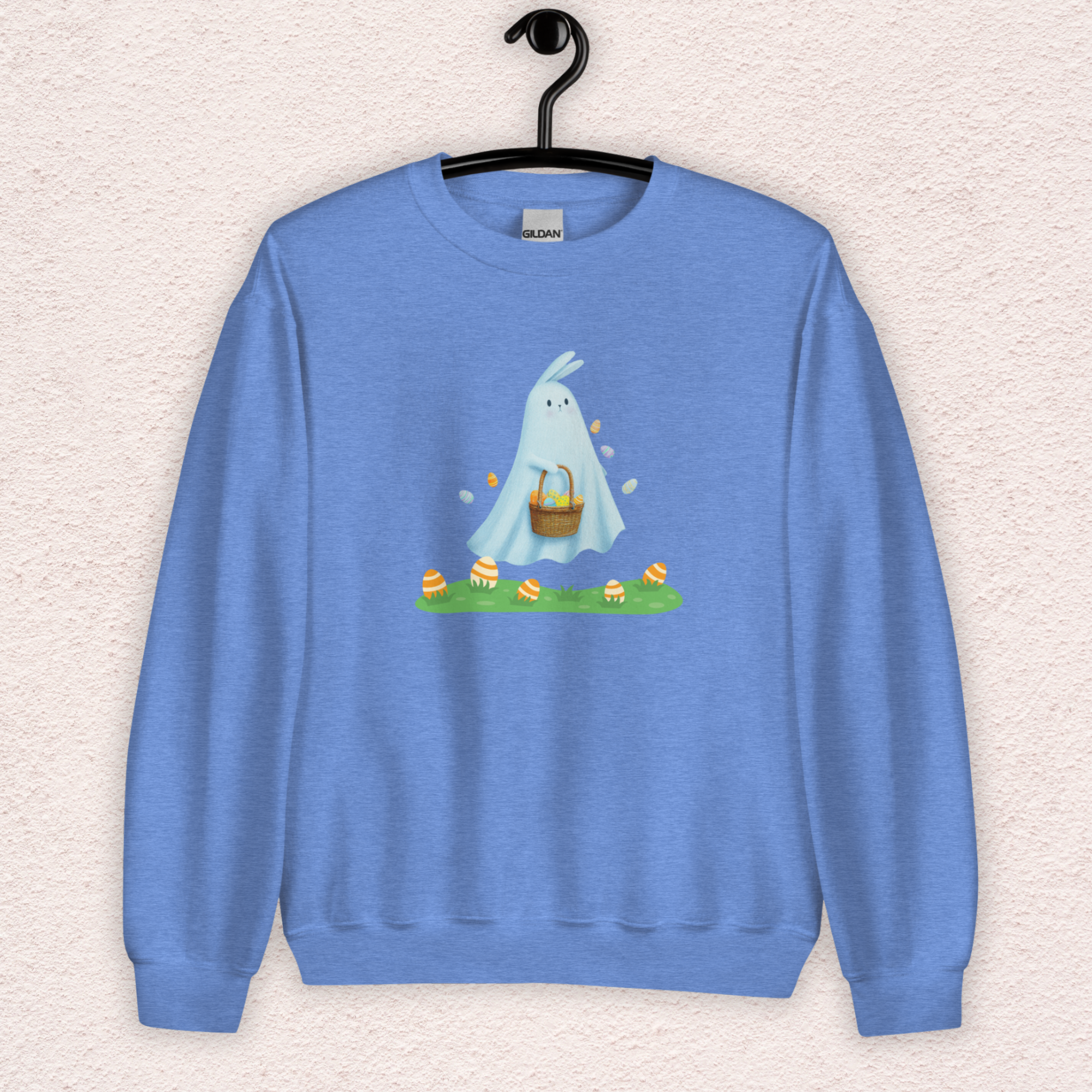 Ghost Easter Bunny Sweatshirt | Spooky Easter Bunny Crewneck | Cute Creepy Spring Bunny Sweatshirt | Pastel Goth Easter Graphic