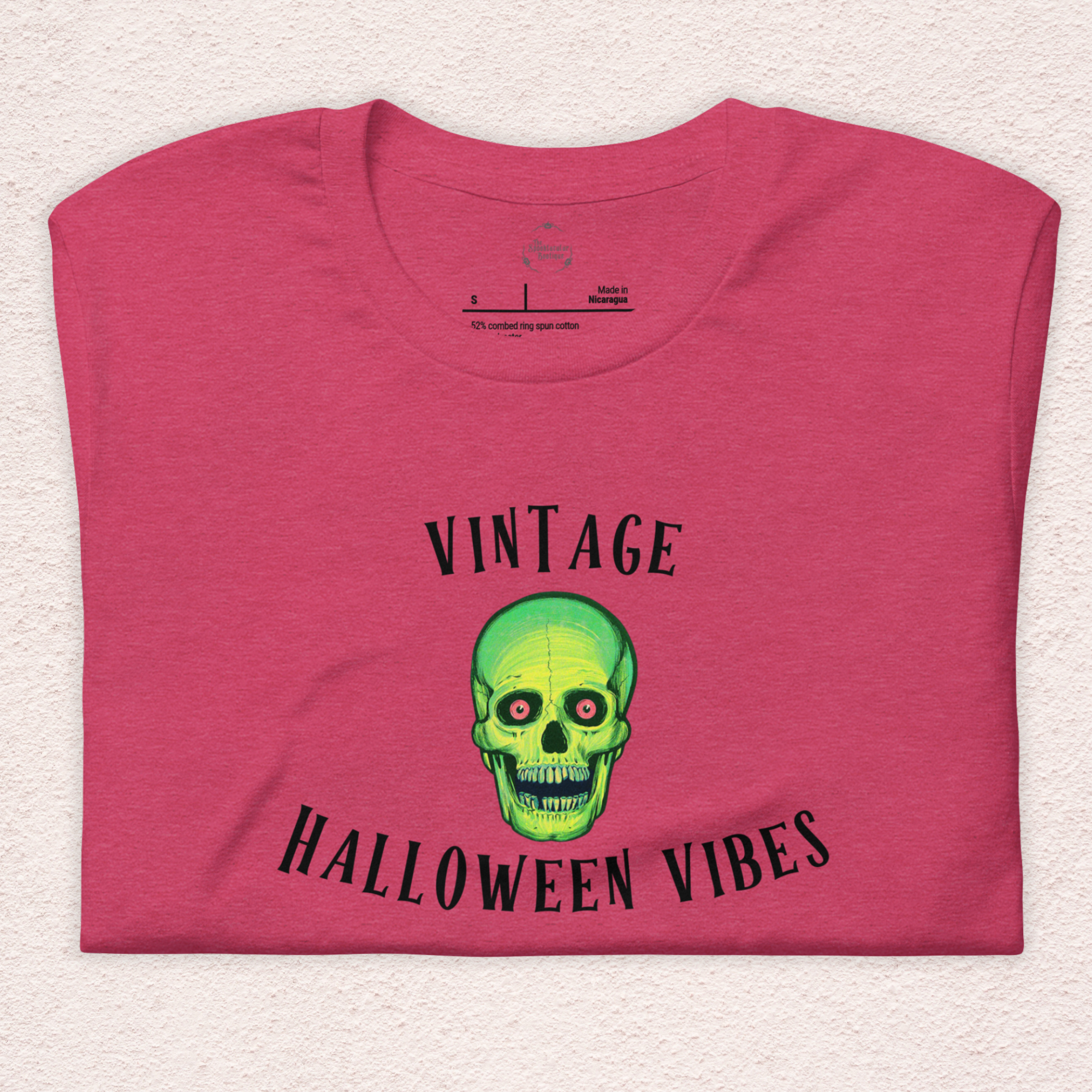 Vintage Halloween Vibes Tee | Unisex Retro Green Skull Graphic Shirt