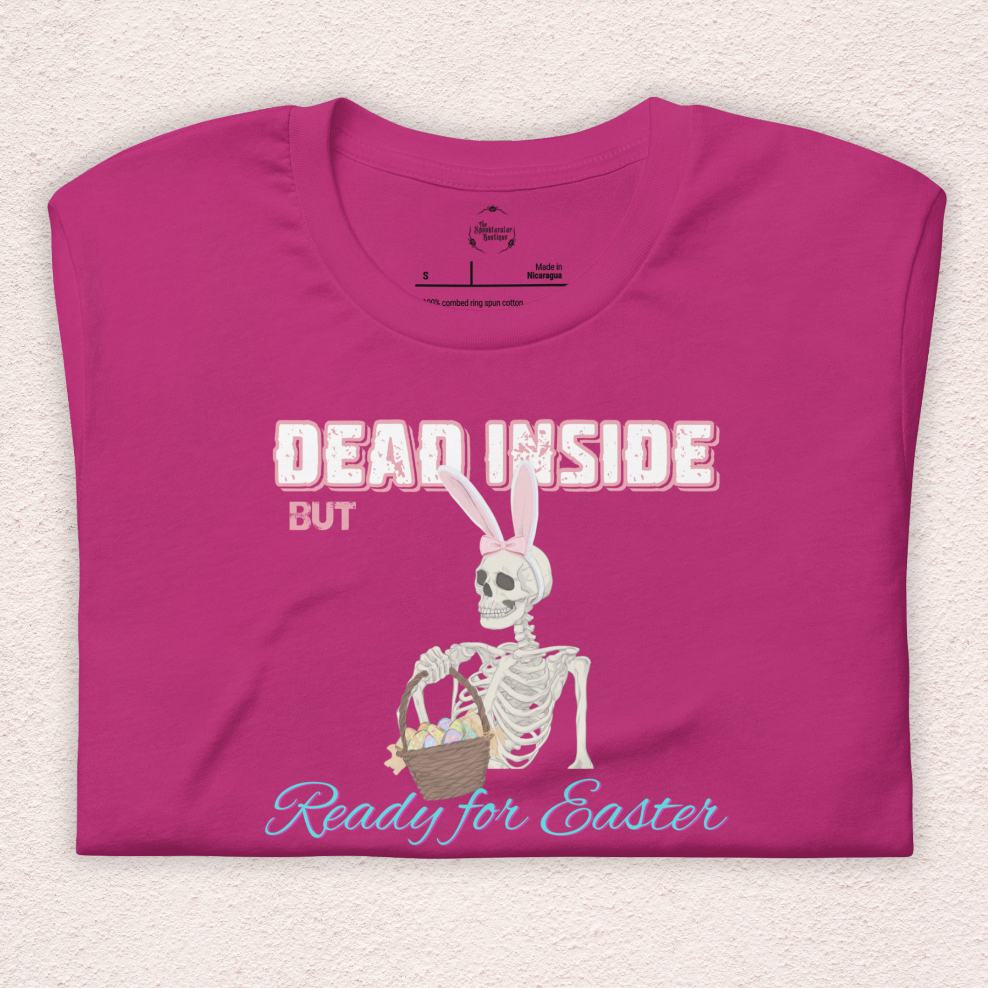 Dead Inside But Ready for Easter Skeleton Bunny Shirt | Funny Easter Skeleton Tee | Spooky Pastel Goth Easter Shirt | Bella+Canvas Unisex Graphic Tee