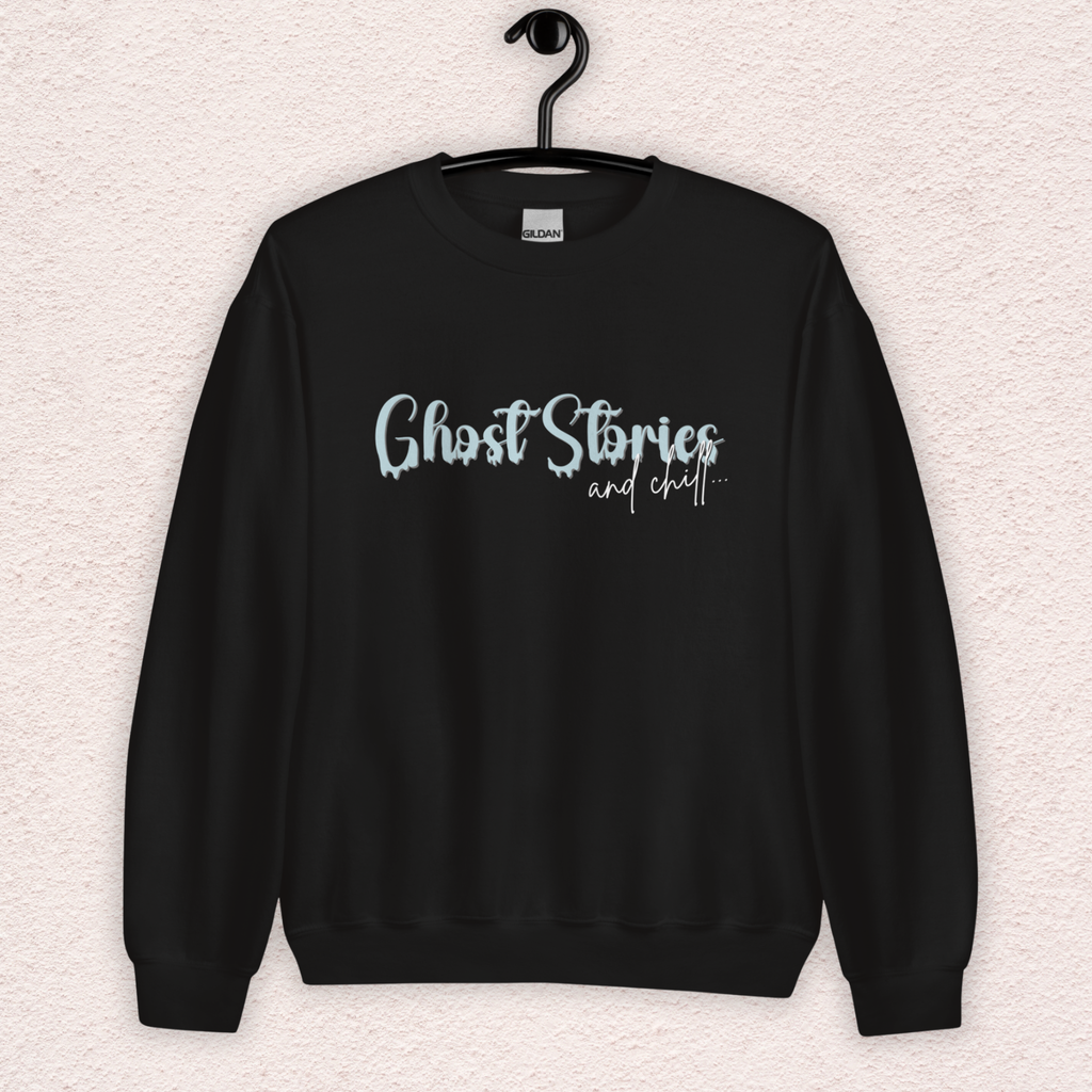 Ghost Stories & Chill Sweatshirt | Cozy Paranormal Horror Crewneck | Gildan Heavy Blend Spooky Sweatshirt