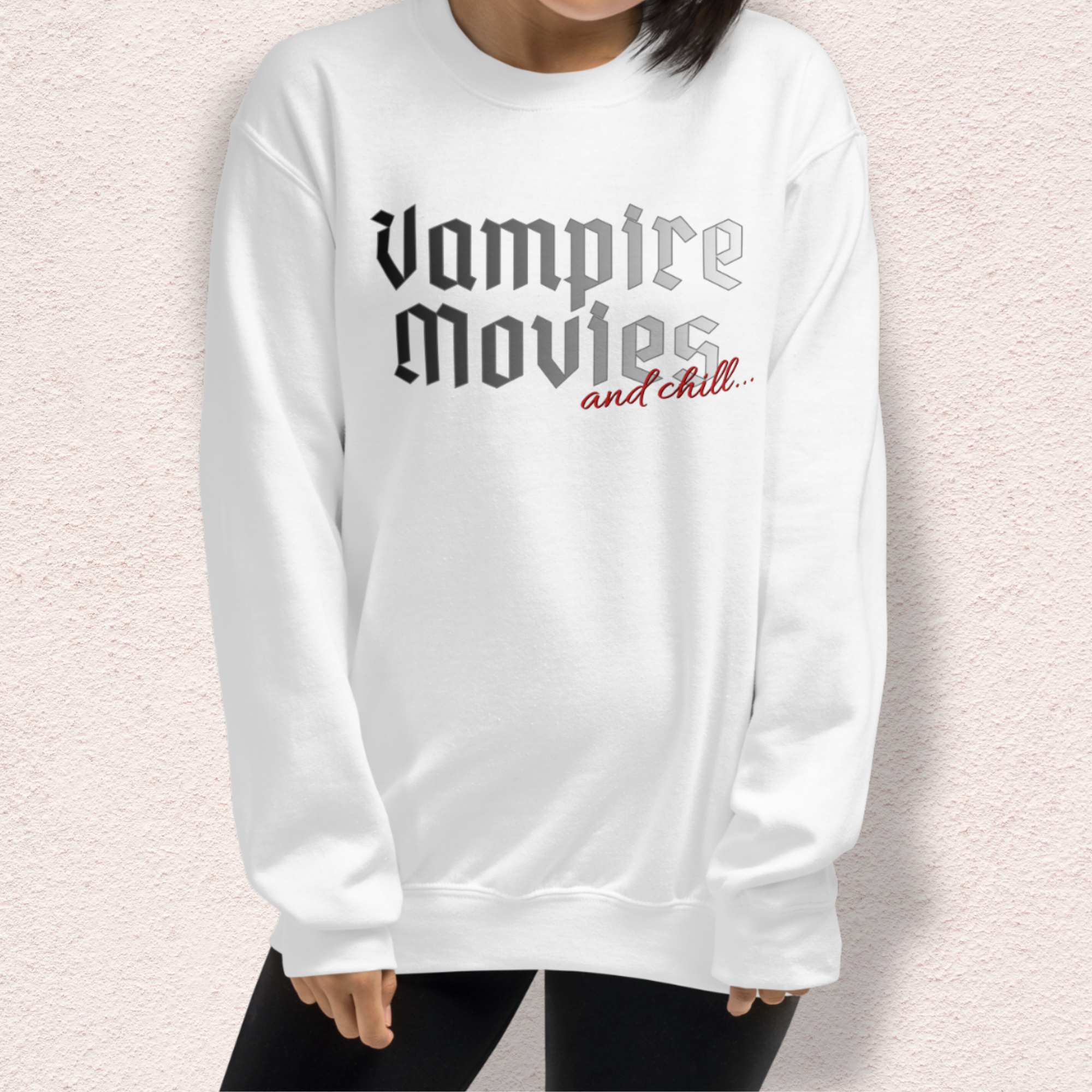 Vampire Movies & Chill Crewneck Sweatshirt | Cozy Gothic Romance Loungewear