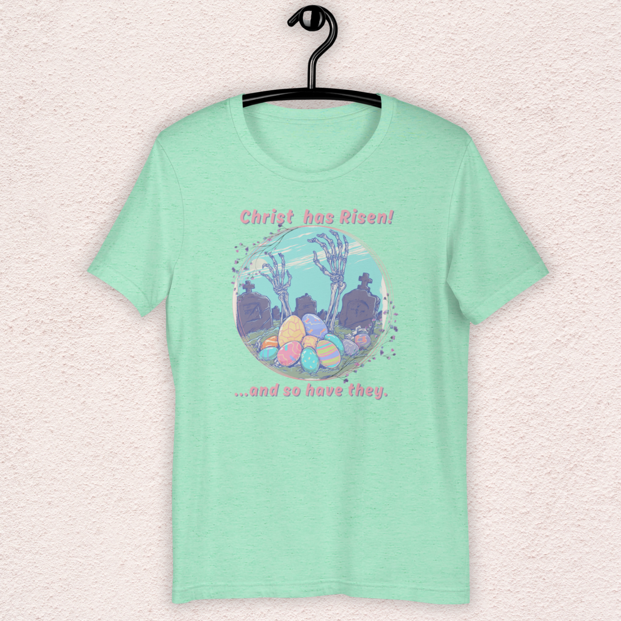 Christ Has Risen… and So Have They T-Shirt | Funny Horror Easter Tee | Skeleton Grave Easter Graphic | Bella+Canvas Unisex Shirt
