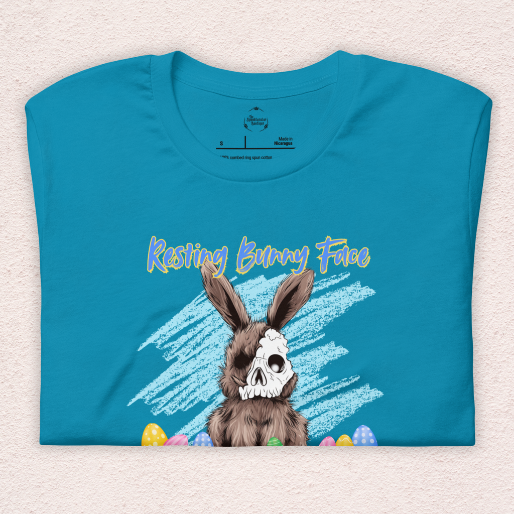 Resting Bunny Face Skeleton Bunny Tee | Funny Dark Humor Easter Shirt | Creepy Easter Bunny Skull Graphic | Bella+Canvas Unisex T-Shirt
