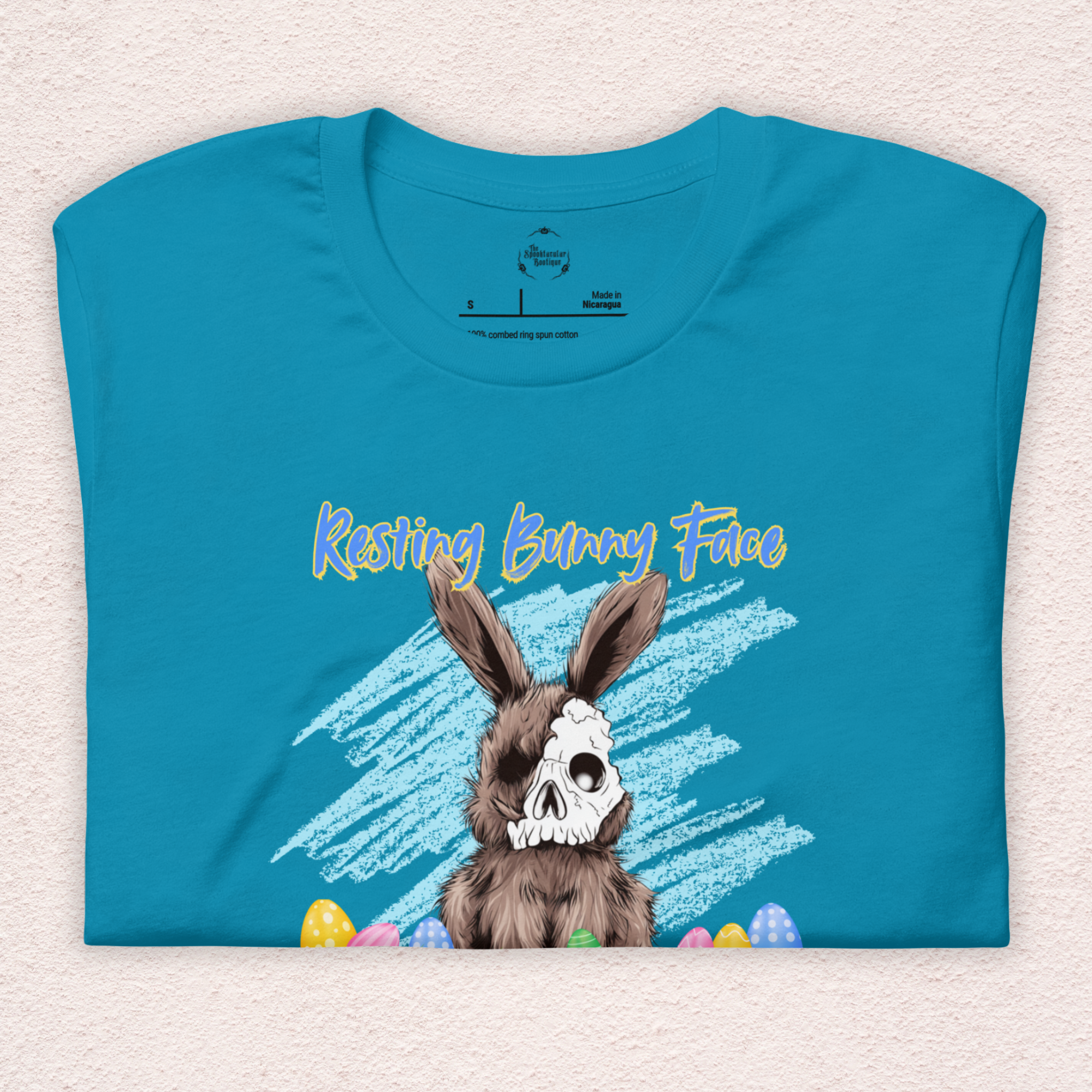 Resting Bunny Face Skeleton Bunny Tee | Funny Dark Humor Easter Shirt | Creepy Easter Bunny Skull Graphic | Bella+Canvas Unisex T-Shirt