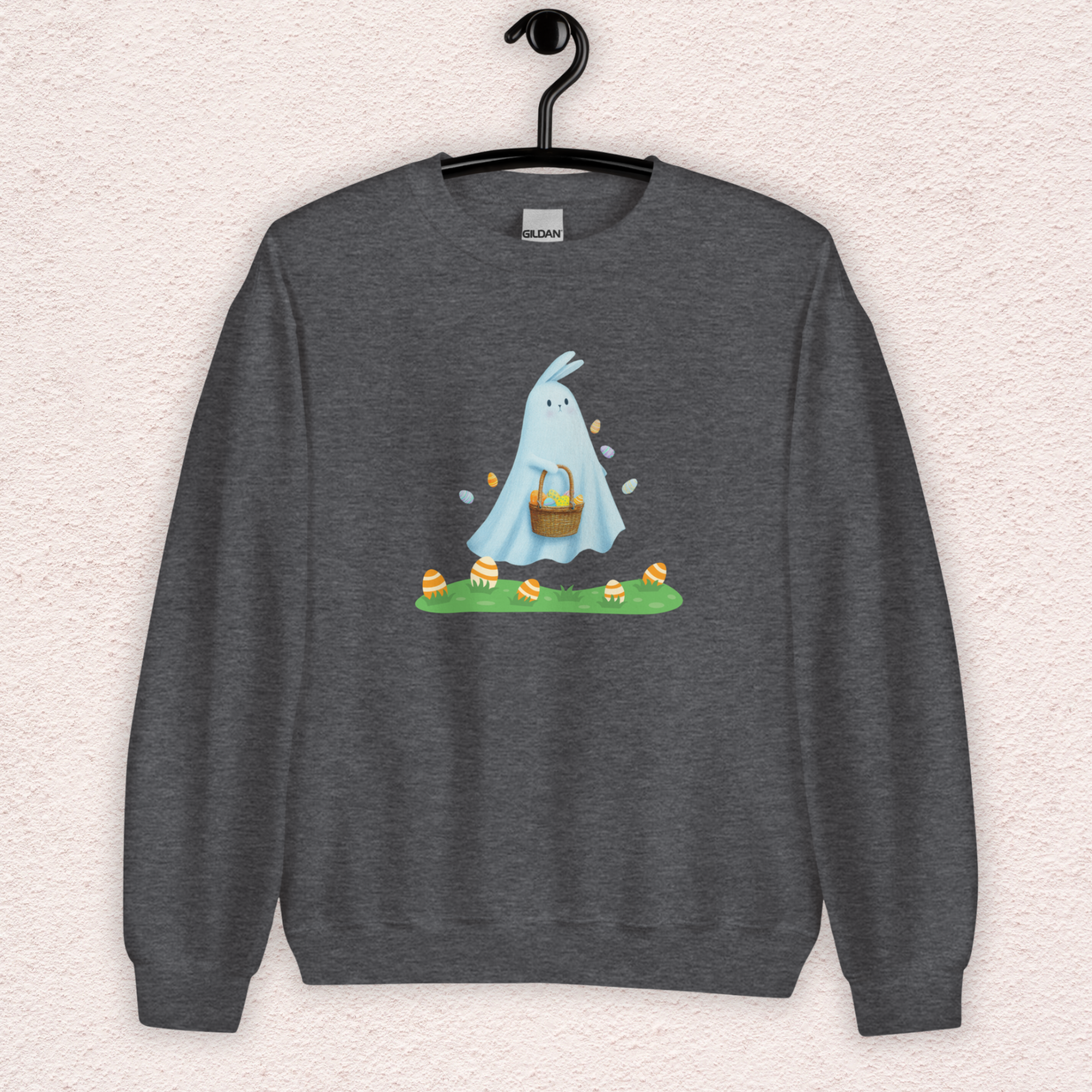 Ghost Easter Bunny Sweatshirt | Spooky Easter Bunny Crewneck | Cute Creepy Spring Bunny Sweatshirt | Pastel Goth Easter Graphic