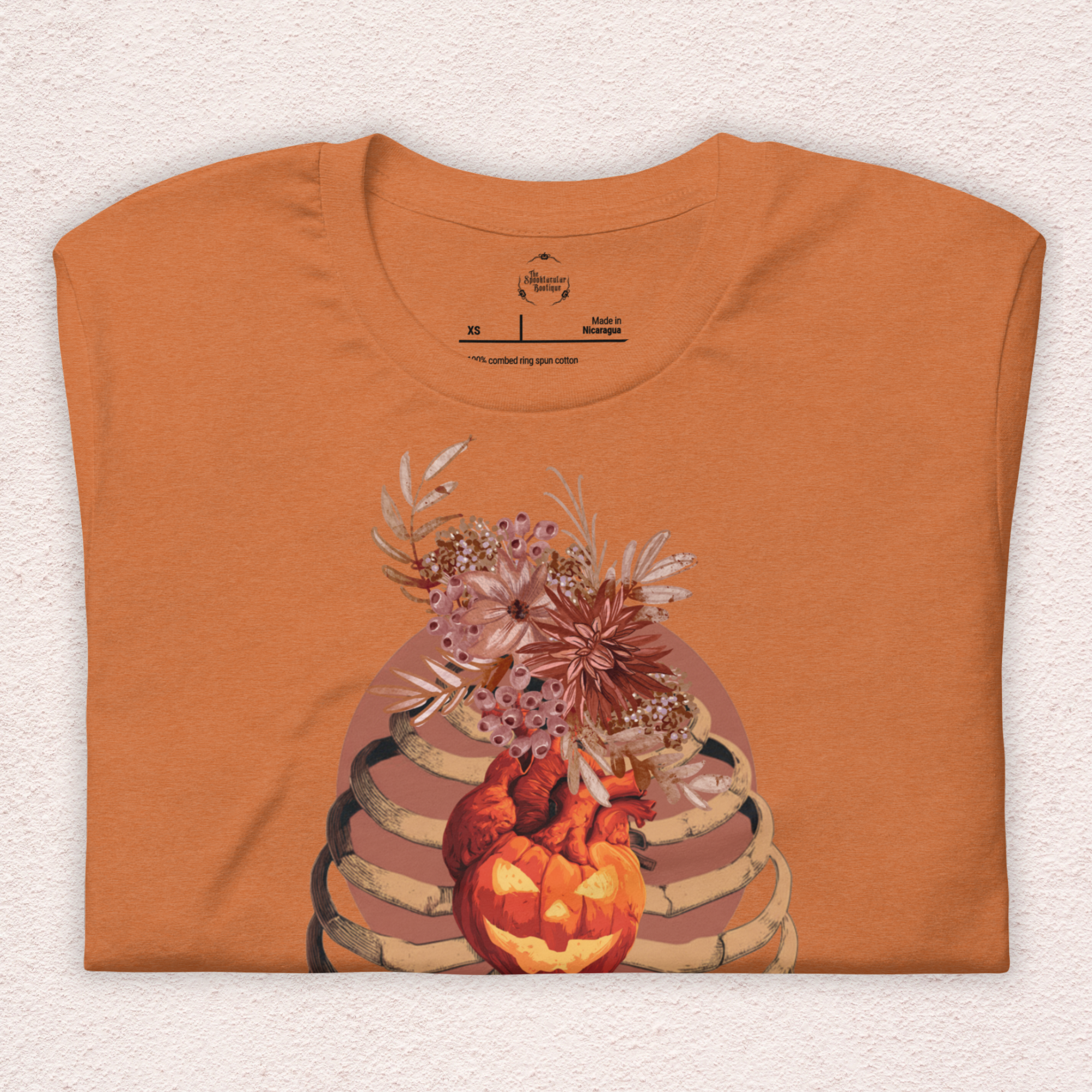 A Fall’s Heart Tee | Skeleton Pumpkin Halloween Shirt | Bella+Canvas Spooky Autumn Graphic Tee