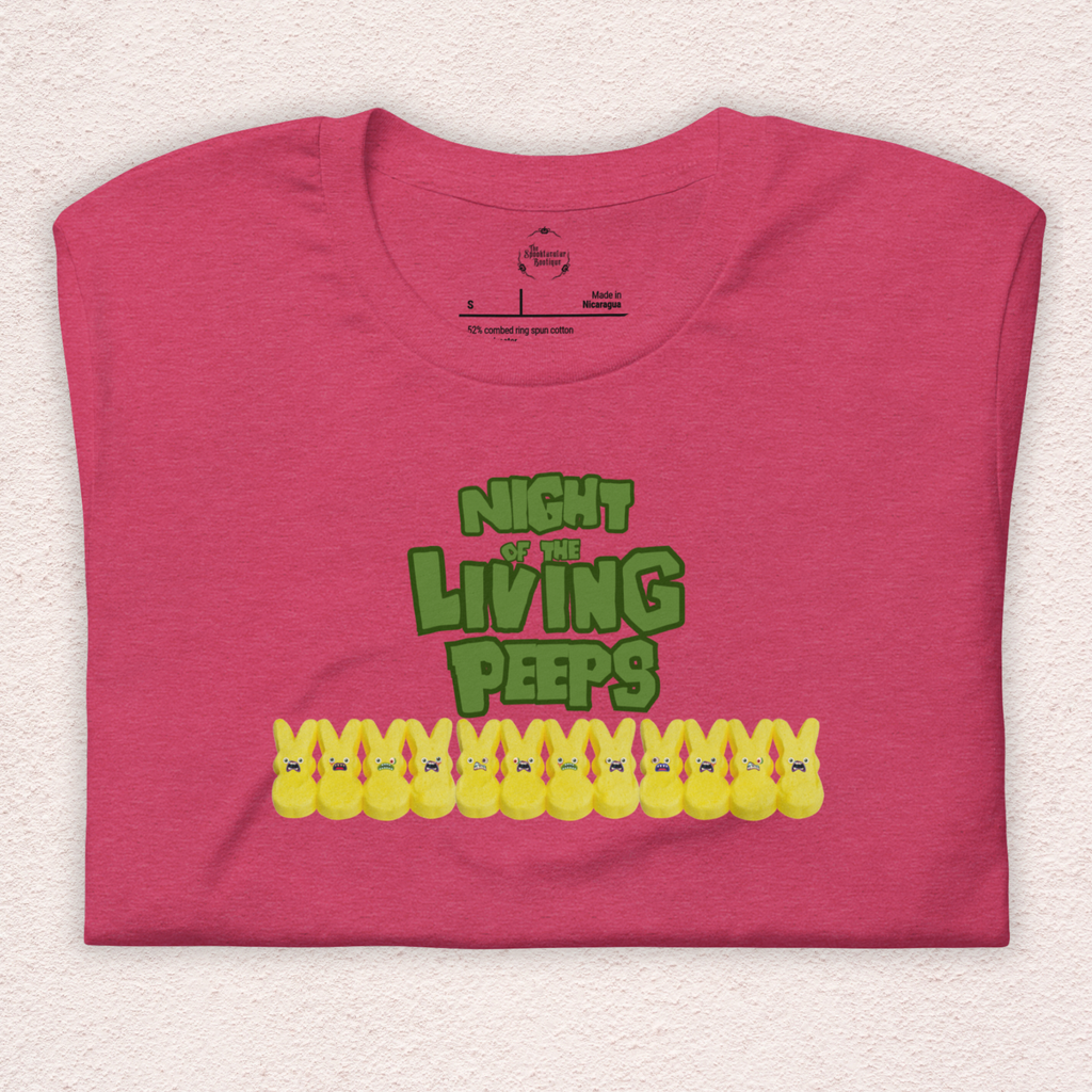 Night of the Living Peeps Easter Tee | Funny Zombie Marshmallow Bunny Shirt | Spooky Easter Candy Graphic | Bella+Canvas Unisex T-Shirt