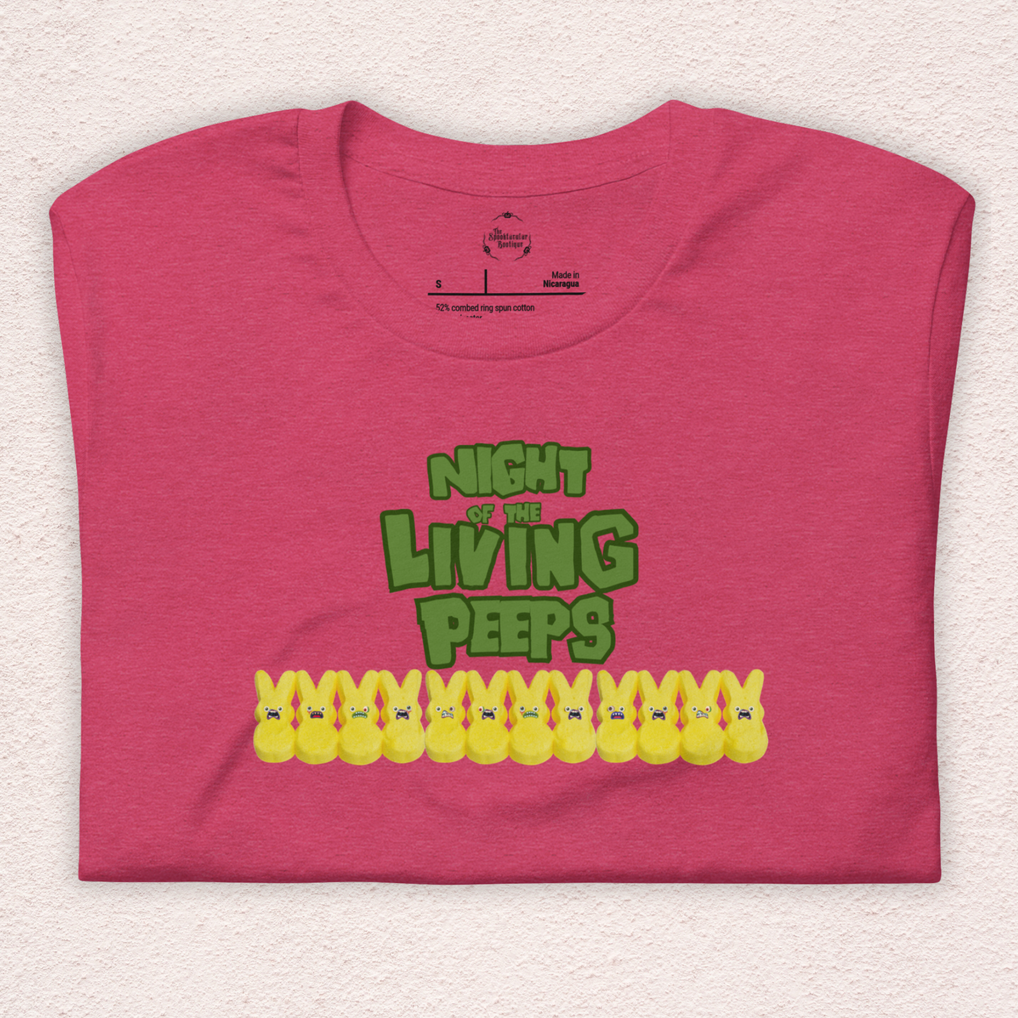 Night of the Living Peeps Easter Tee | Funny Zombie Marshmallow Bunny Shirt | Spooky Easter Candy Graphic | Bella+Canvas Unisex T-Shirt