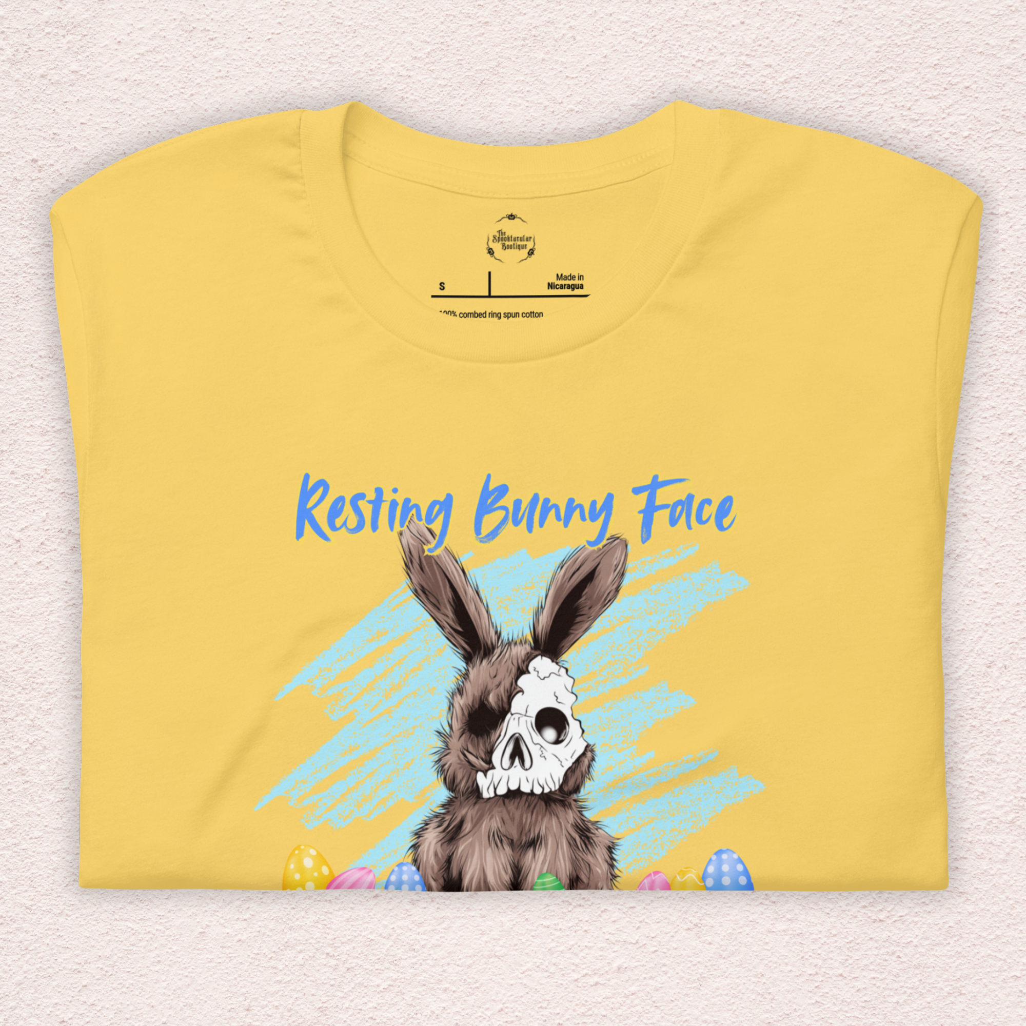 Resting Bunny Face Skeleton Bunny Tee | Funny Dark Humor Easter Shirt | Creepy Easter Bunny Skull Graphic | Bella+Canvas Unisex T-Shirt