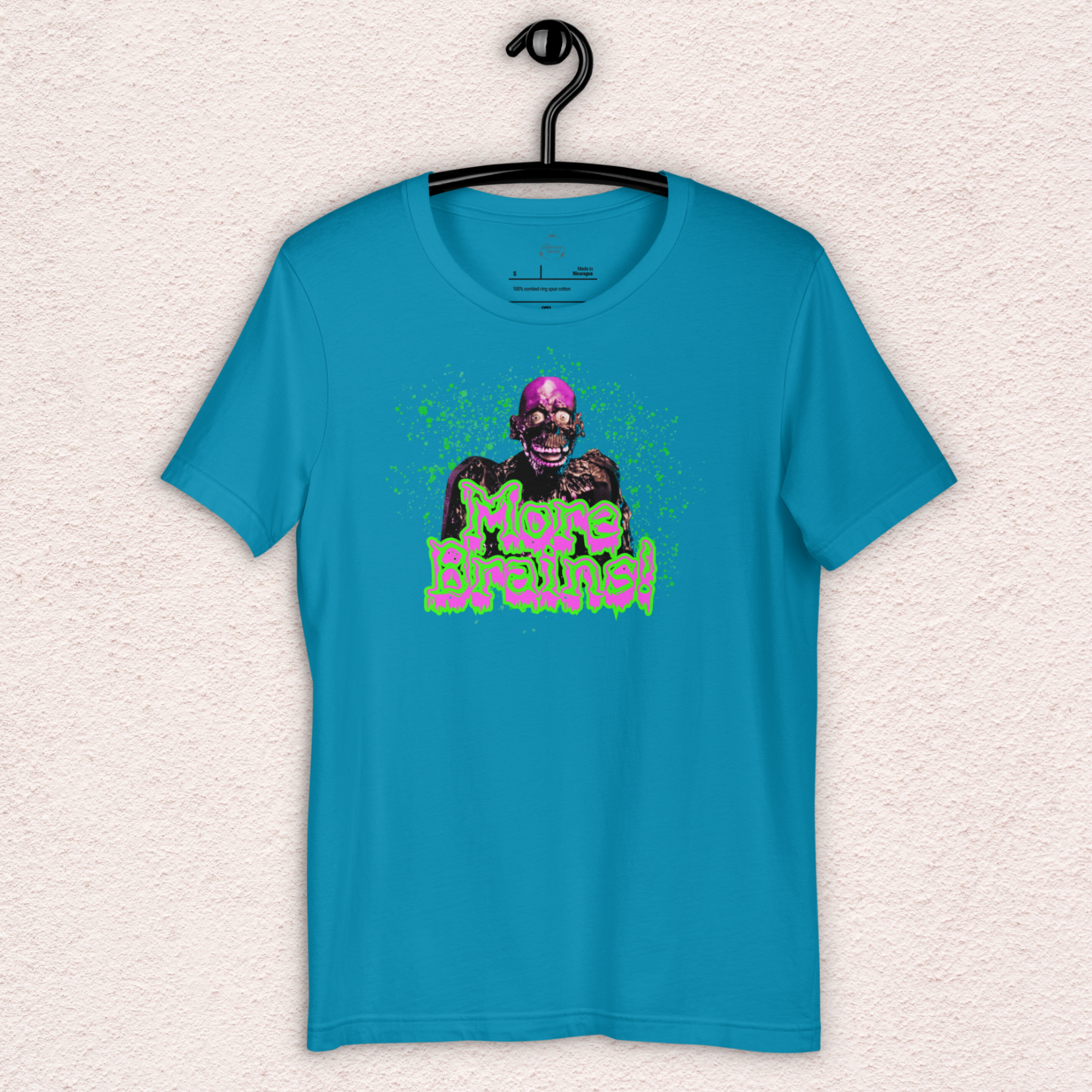 More Brains Tee | Unisex Neon 80s Zombie Horror Graphic Shirt