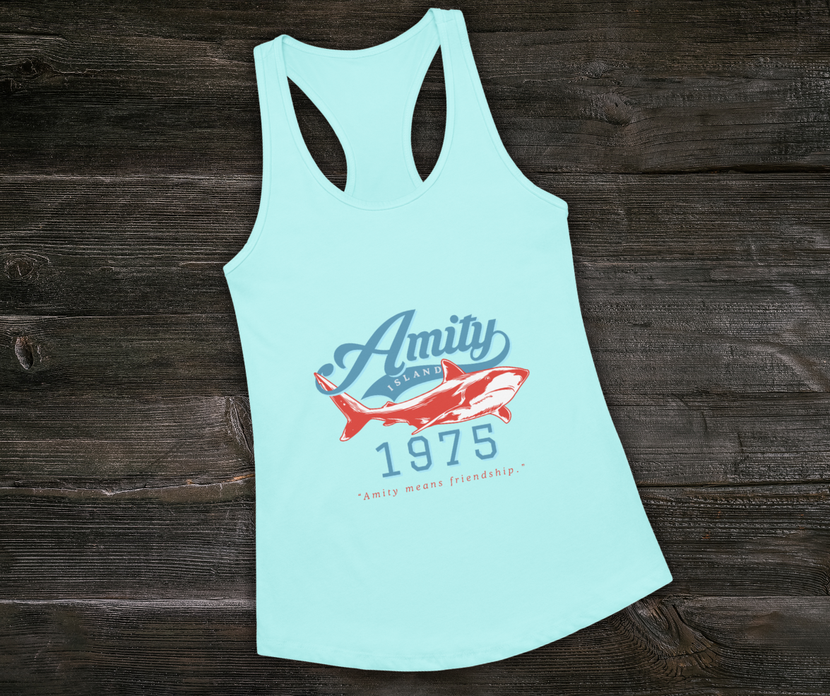 Amity Means Friendship Racerback Tank | Women’s Coastal Horror Top