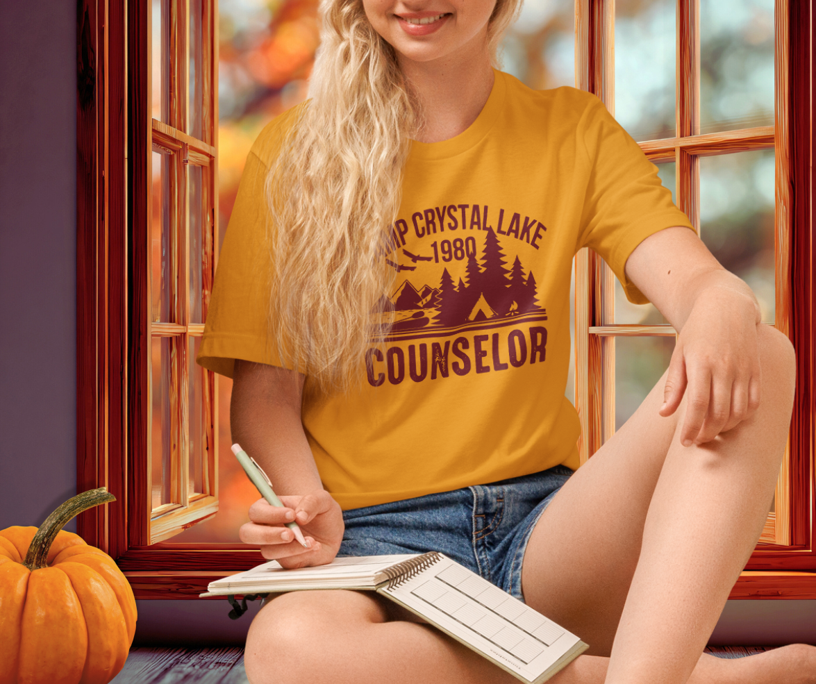 Camp Crystal Lake Tee | Unisex Vintage Summer Camp Horror Shirt (red ink)
