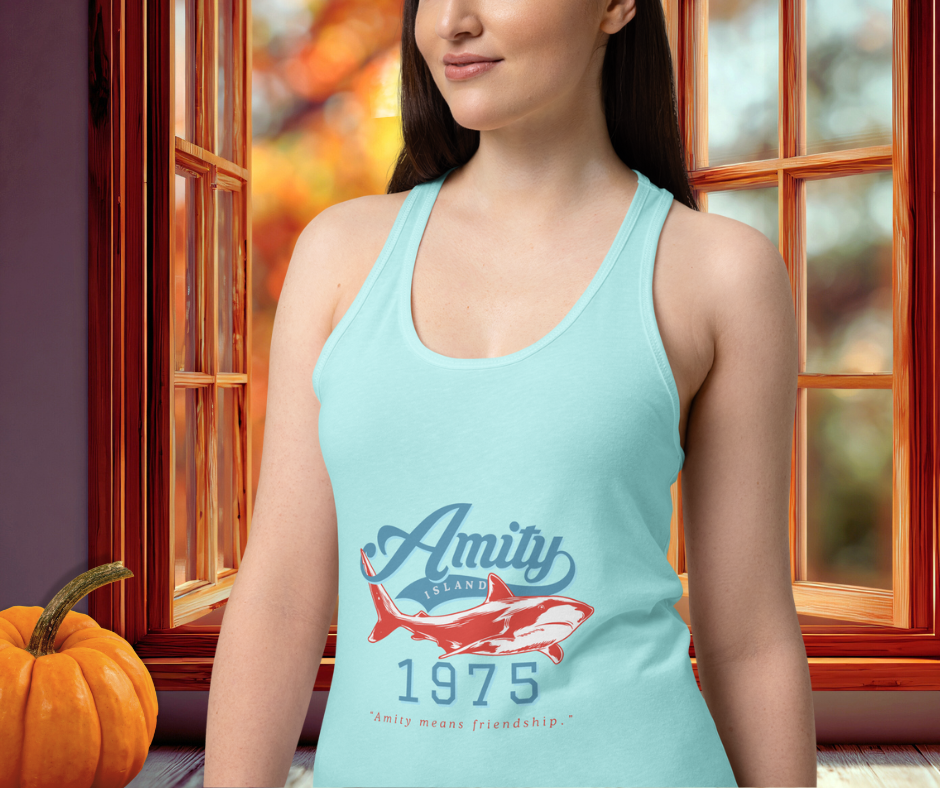 Amity Means Friendship Racerback Tank | Women’s Coastal Horror Top