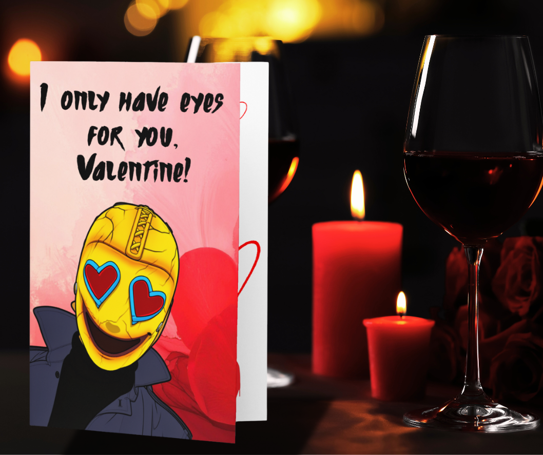 Funny Horror Valentine Card – “I Only Have Eyes For You” Heart-Eyed Killer Card