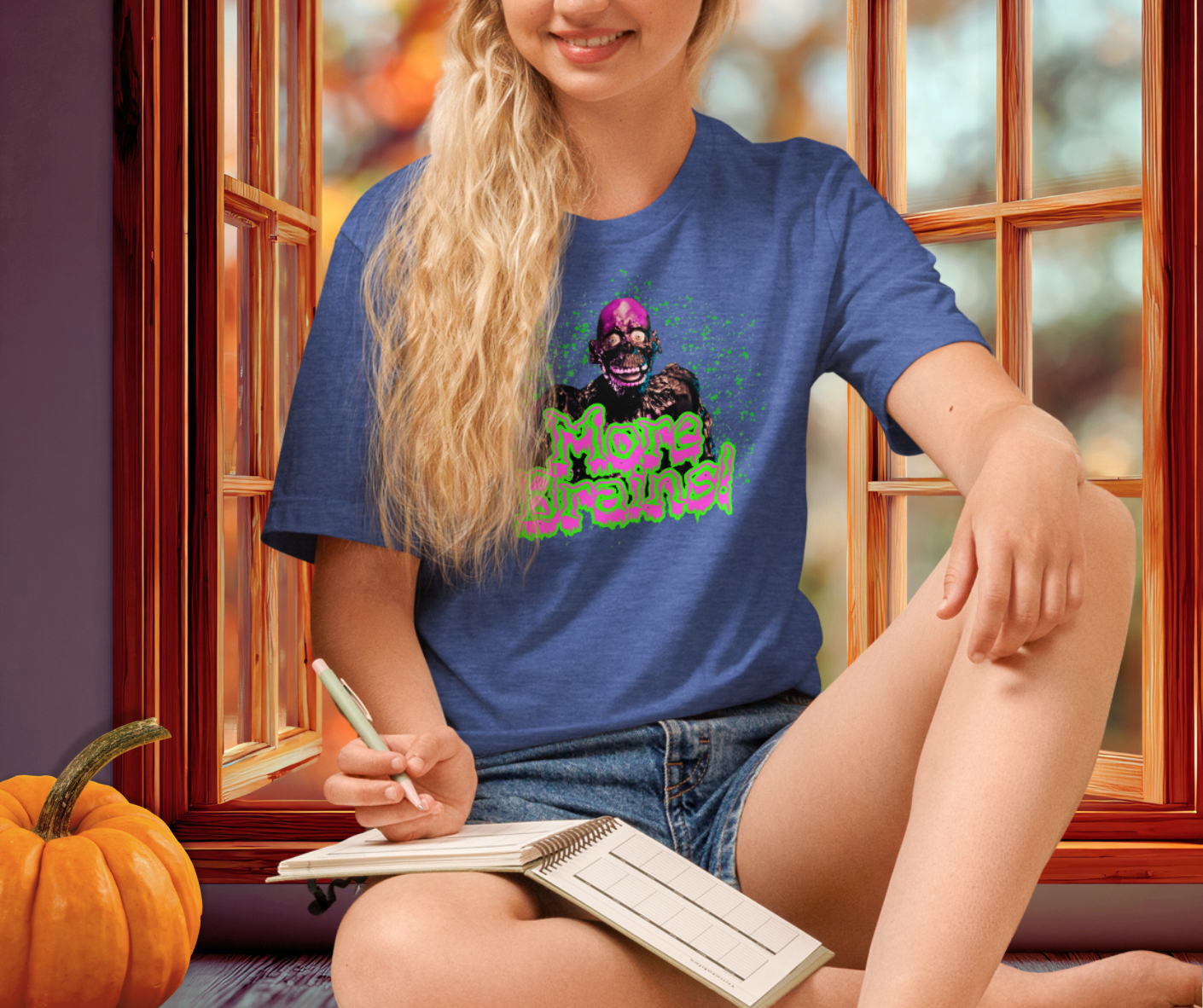 More Brains Tee | Unisex Neon 80s Zombie Horror Graphic Shirt