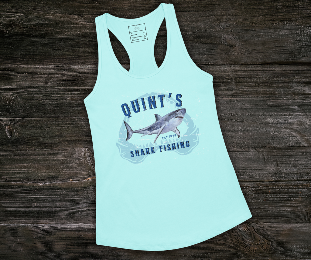 Quint’s Shark Fishing Racerback Tank | Women’s Coastal Horror Top
