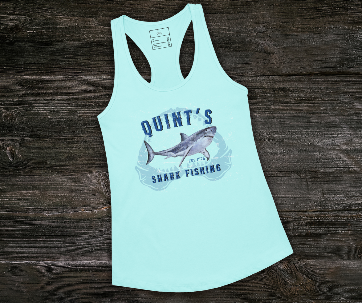 Quint’s Shark Fishing Racerback Tank | Women’s Coastal Horror Top