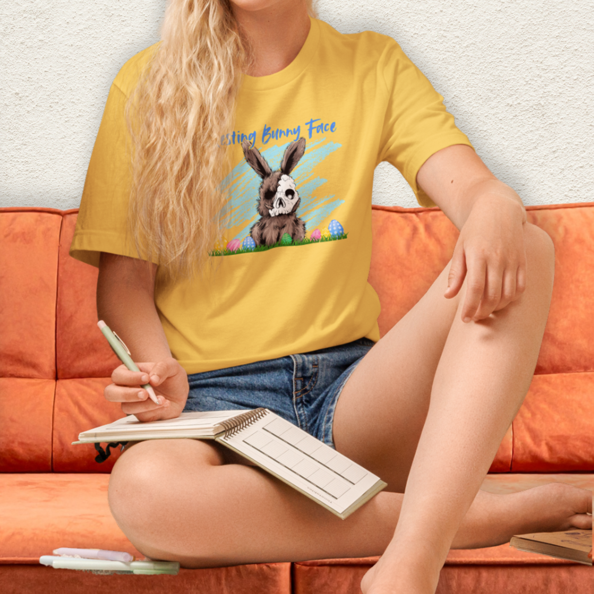 Resting Bunny Face Skeleton Bunny Tee | Funny Dark Humor Easter Shirt | Creepy Easter Bunny Skull Graphic | Bella+Canvas Unisex T-Shirt