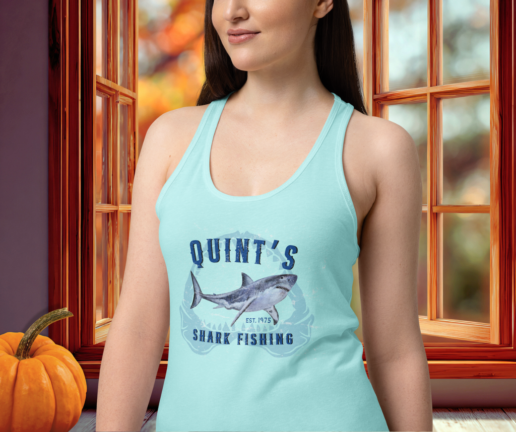 Quint’s Shark Fishing Racerback Tank | Women’s Coastal Horror Top