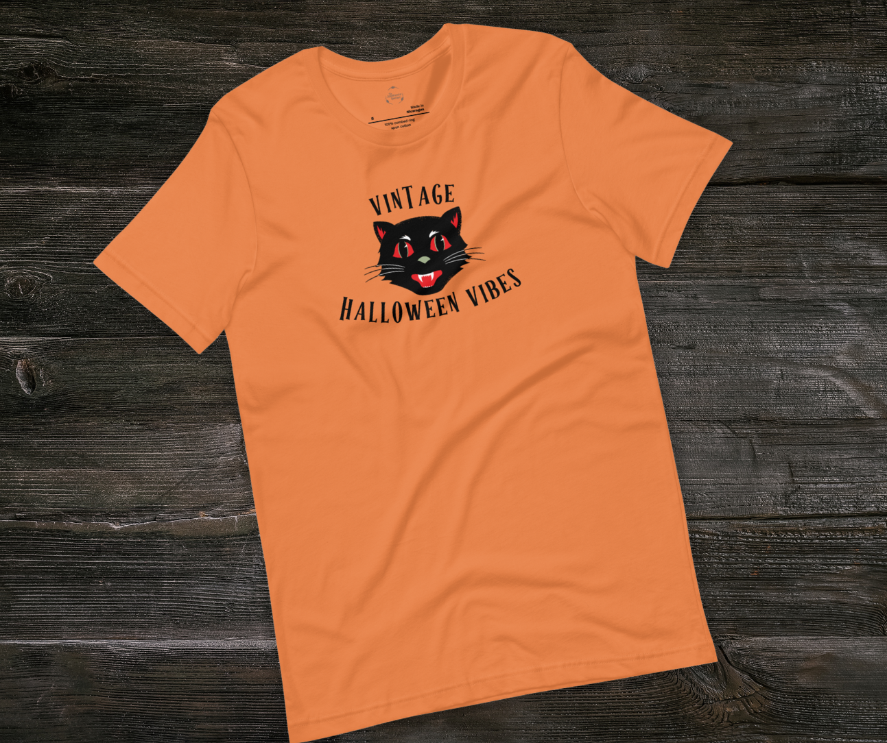 Vintage Halloween Vibes Tee | Unisex Retro Halloween Cat Graphic Shirt