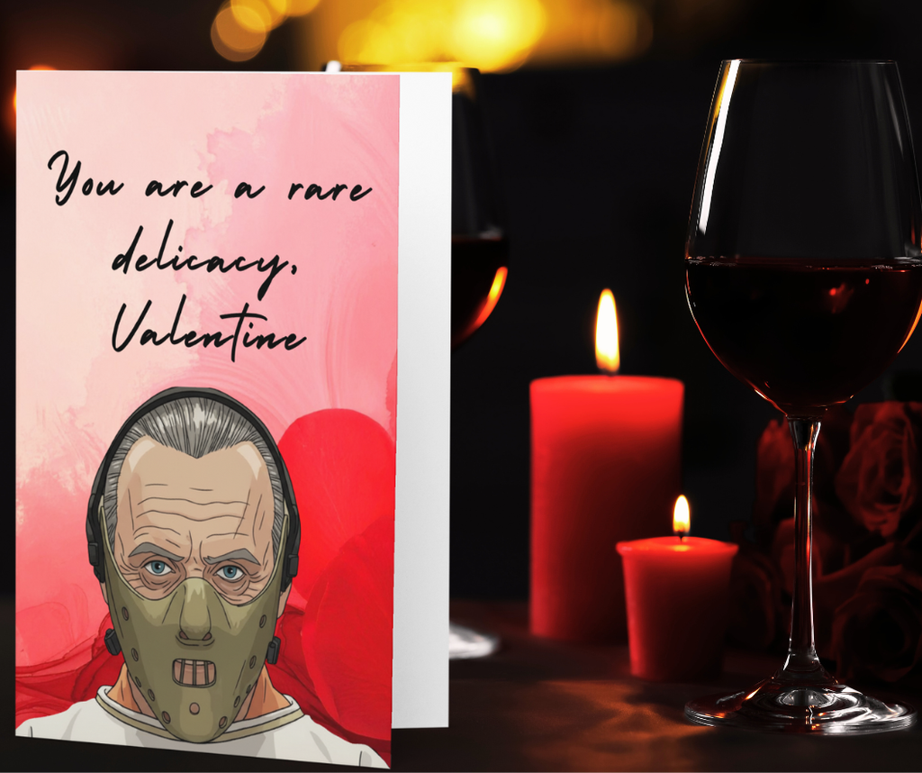 Funny Horror Valentine Card – “You’re a Rare Delicacy” Elegant Cannibal Valentine