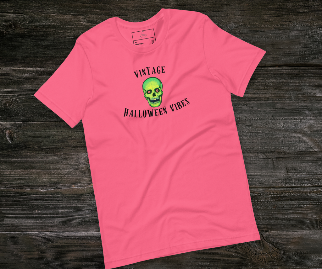 Vintage Halloween Vibes Tee | Unisex Retro Green Skull Graphic Shirt