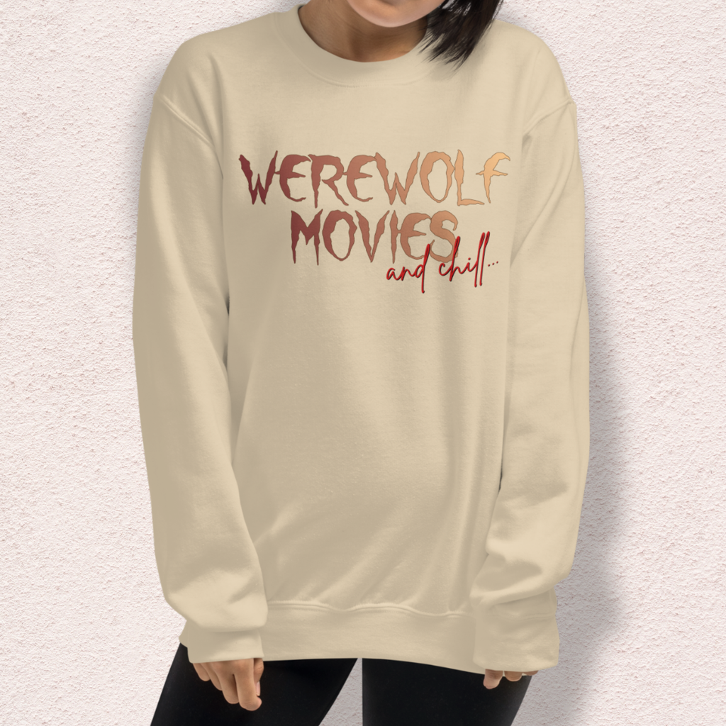 Werewolf Movies & Chill Crewneck Sweatshirt | Gothic Moonlight Loungewear