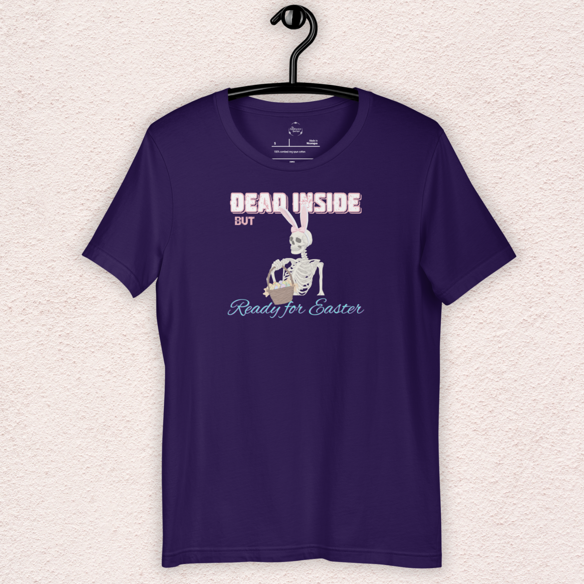 Dead Inside But Ready for Easter Skeleton Bunny Shirt | Funny Easter Skeleton Tee | Spooky Pastel Goth Easter Shirt | Bella+Canvas Unisex Graphic Tee